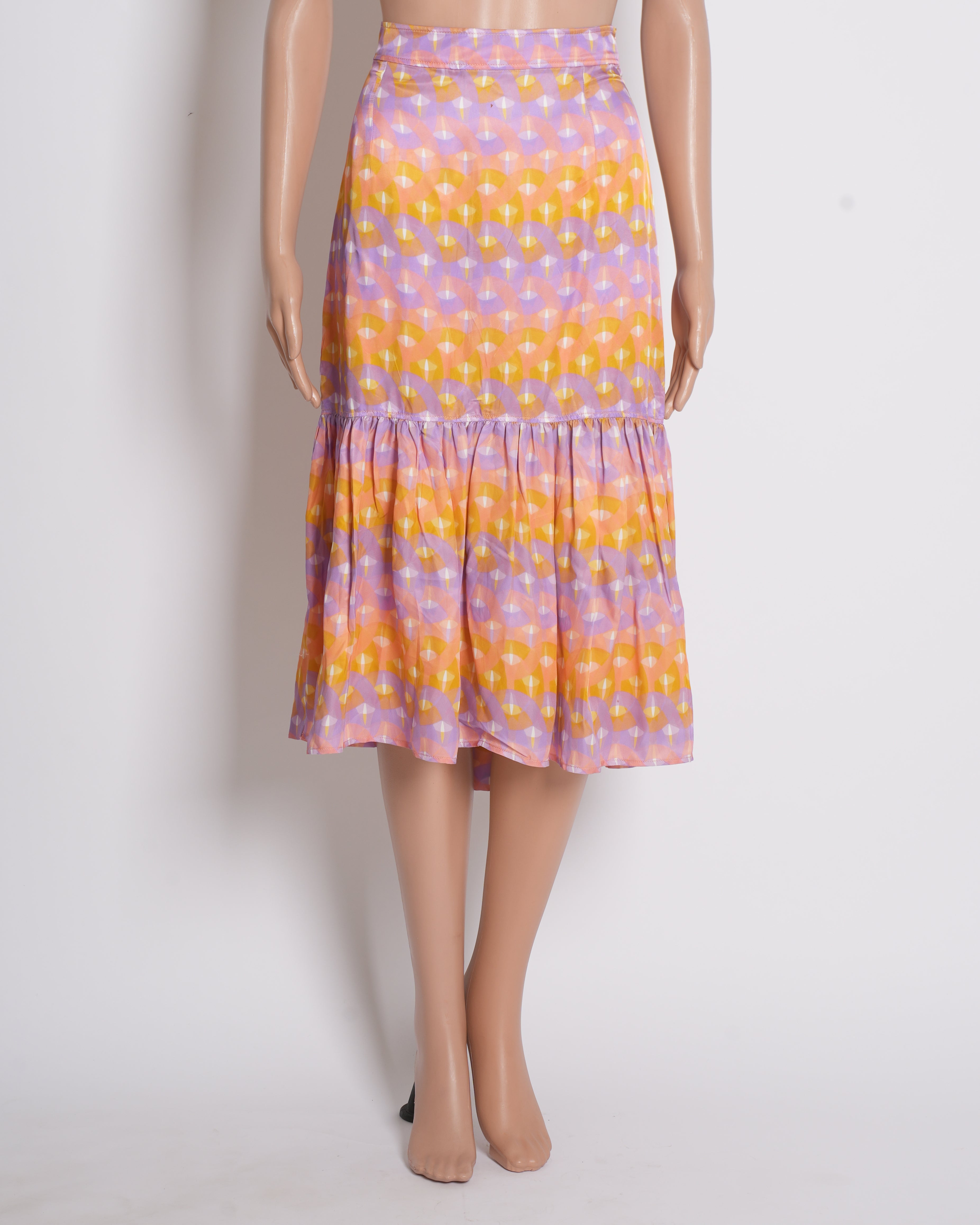 New Sandro Eugenie Skirt In Pleated Multicolour Detail