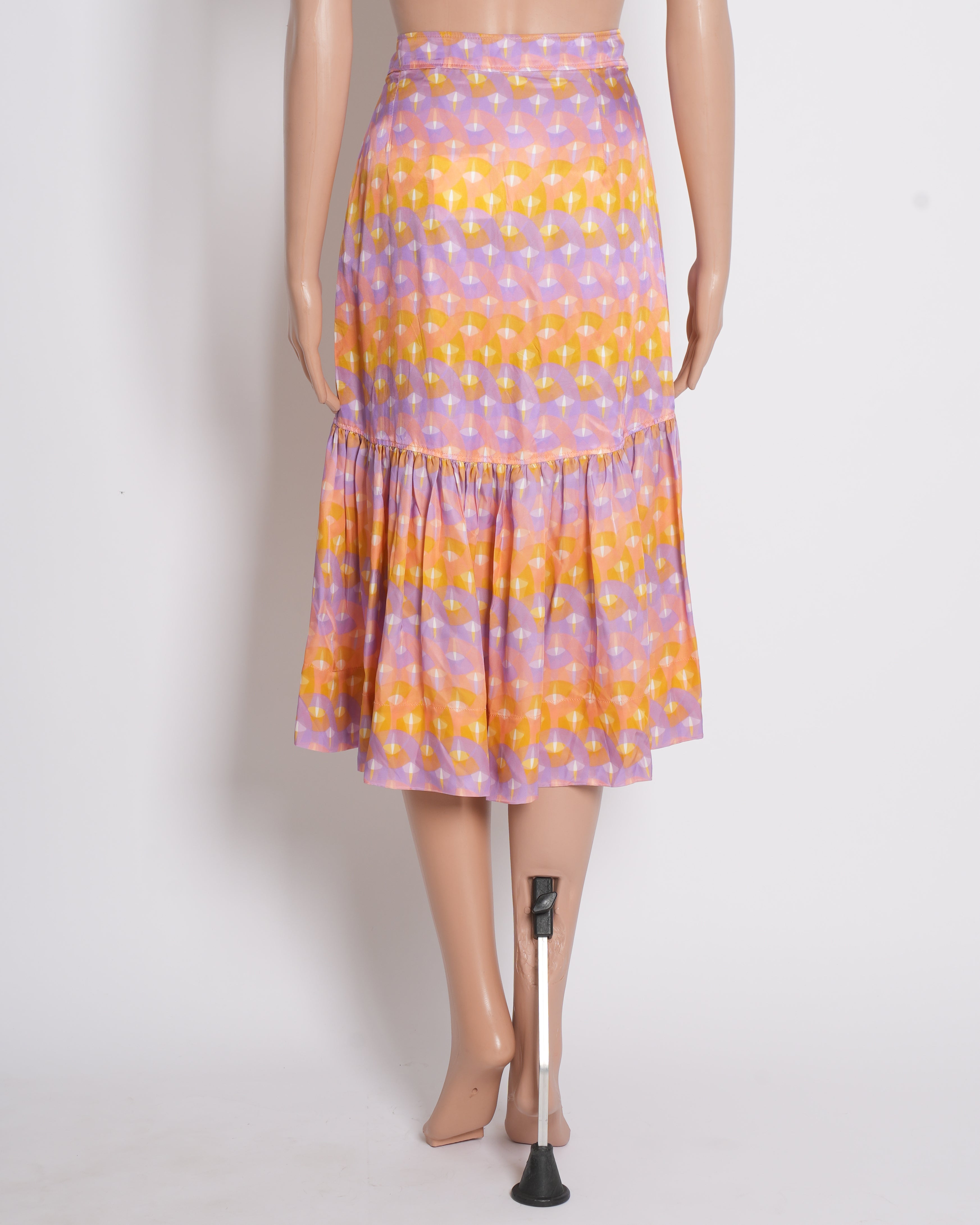 New Sandro Eugenie Skirt In Pleated Multicolour Detail