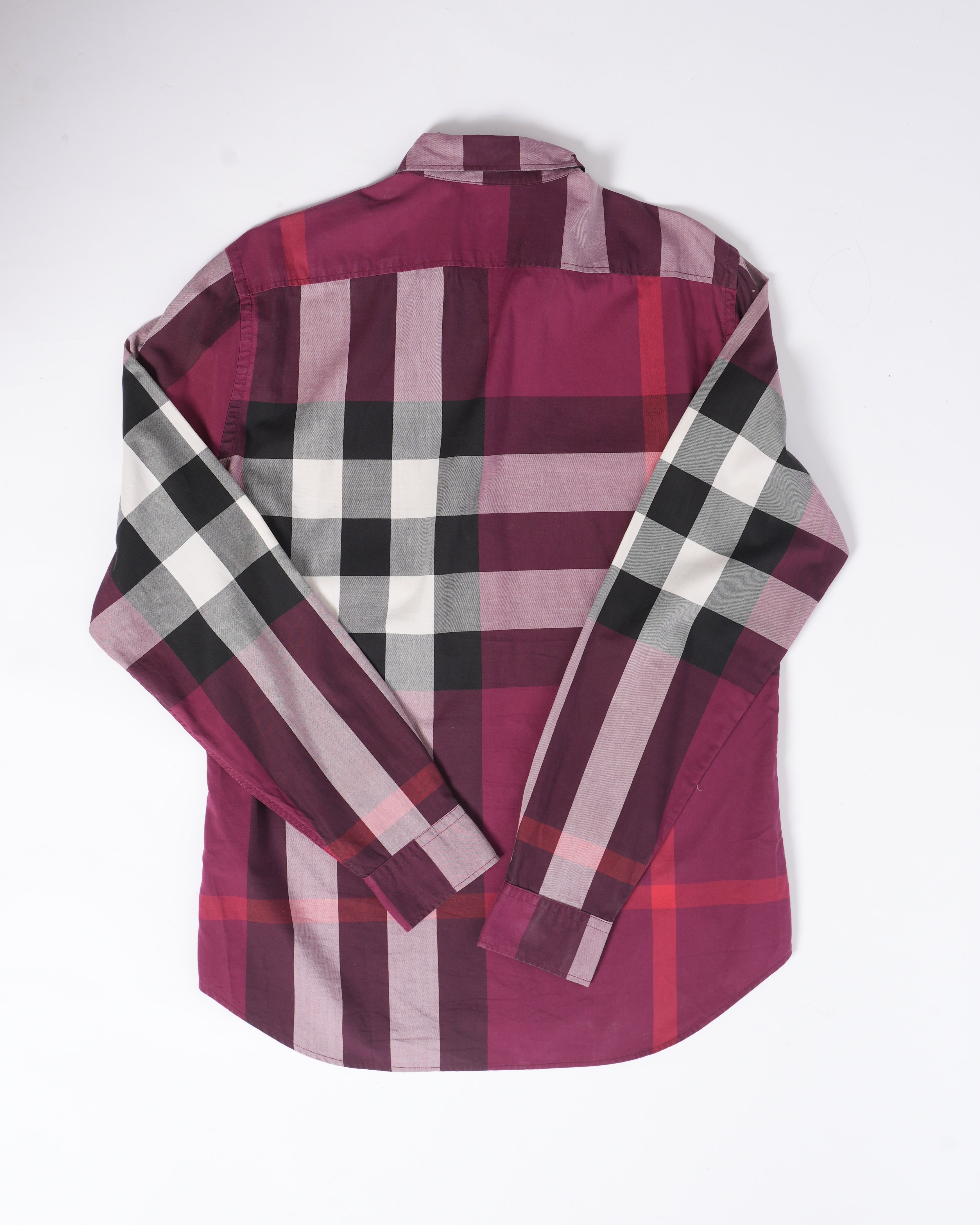 Burberry Maroon Button Down Checkered Shirt