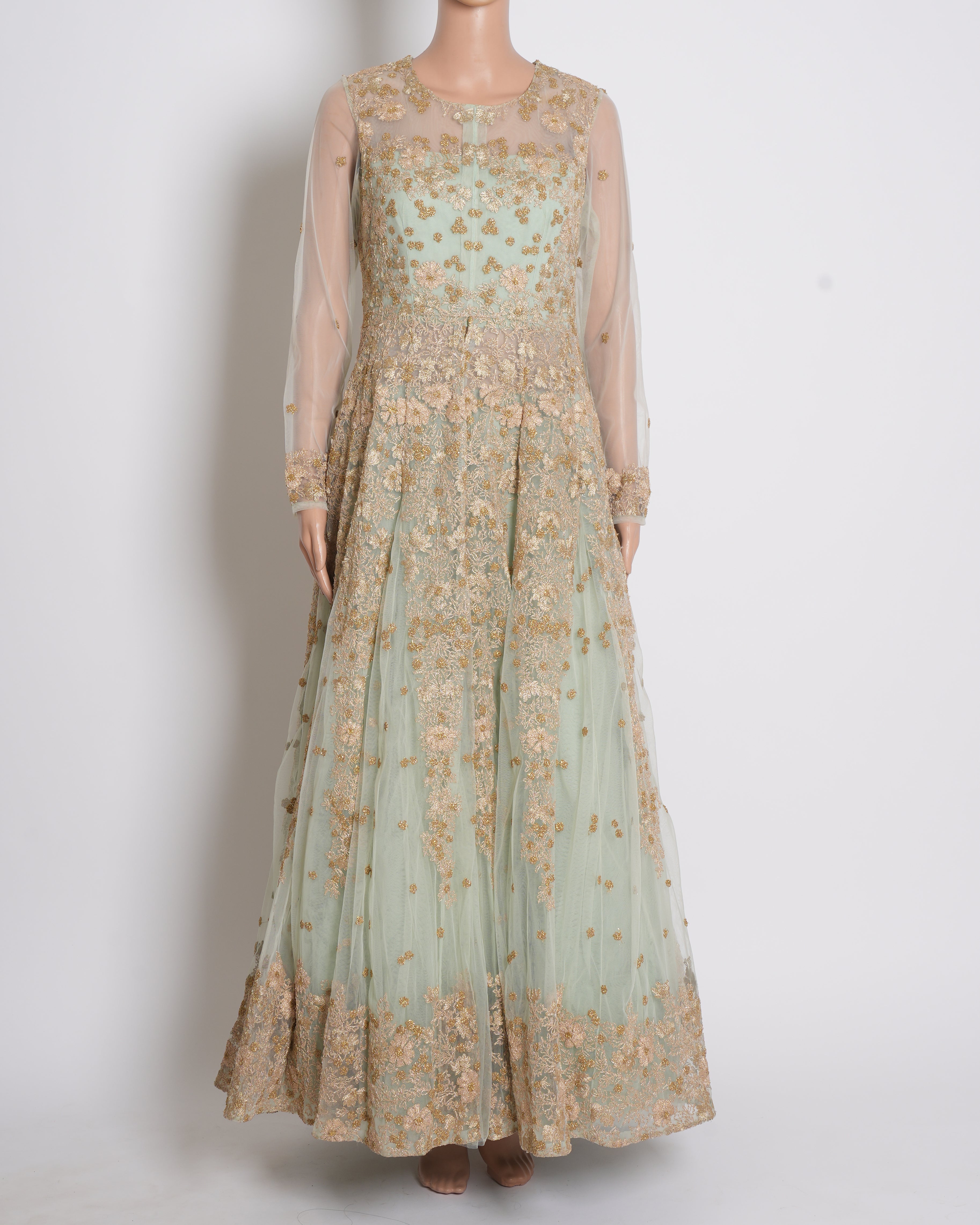 Aneesh Agarwaal ice blue embroidered lehenga top set