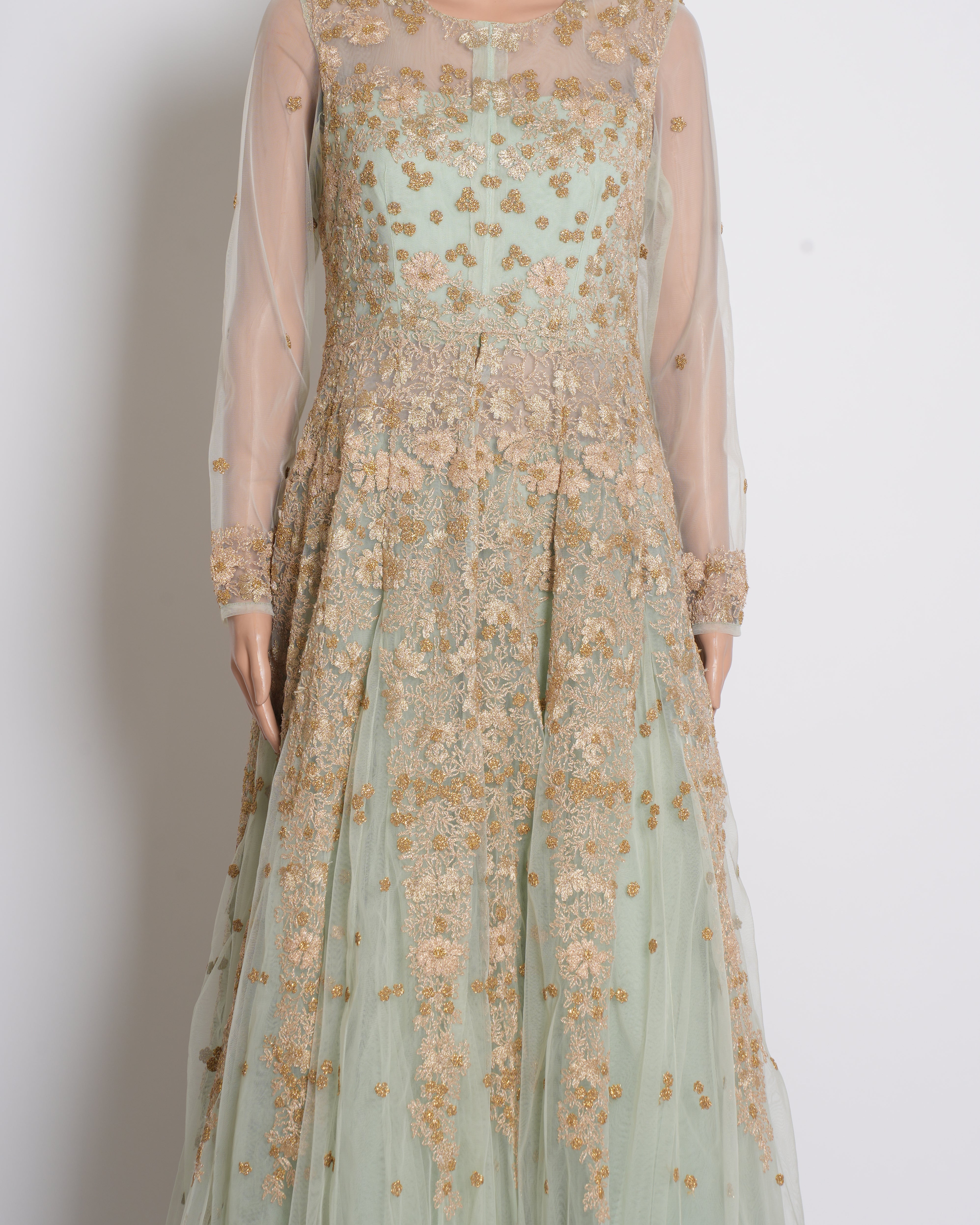 Aneesh Agarwaal ice blue embroidered lehenga top set