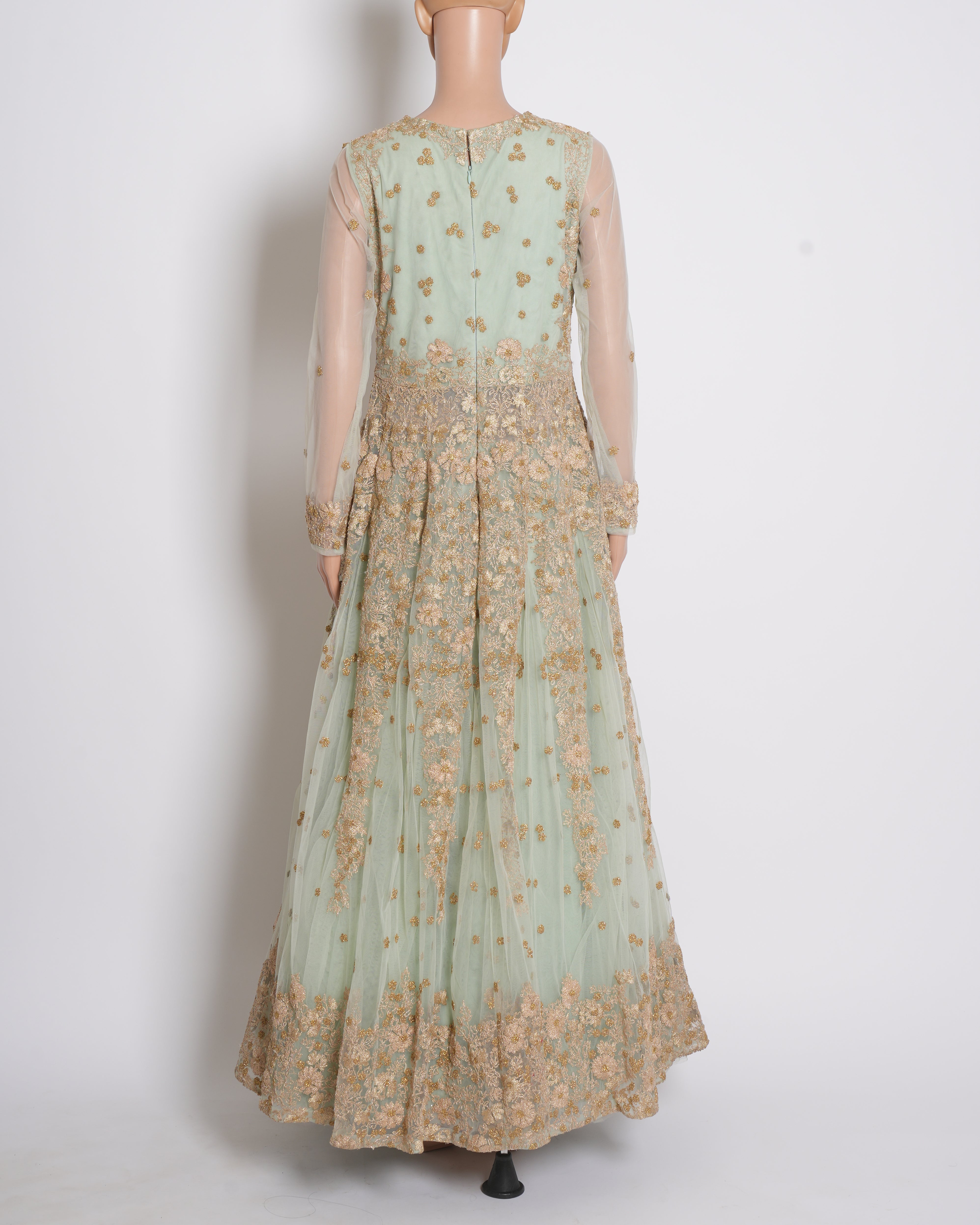 Aneesh Agarwaal ice blue embroidered lehenga top set