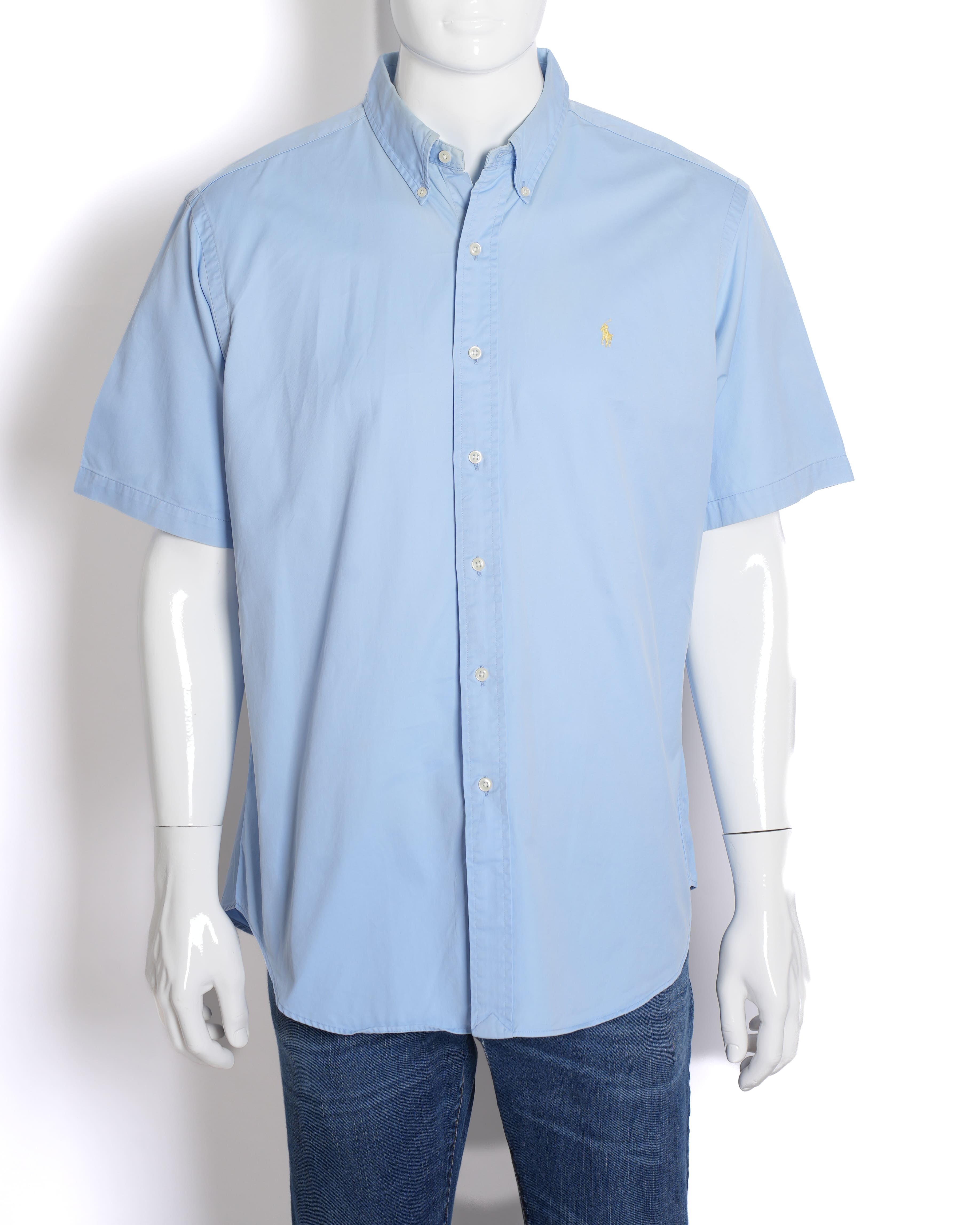 Ralph Lauren Men's Half-Sleeve Button-Down Shirt in Light Blue