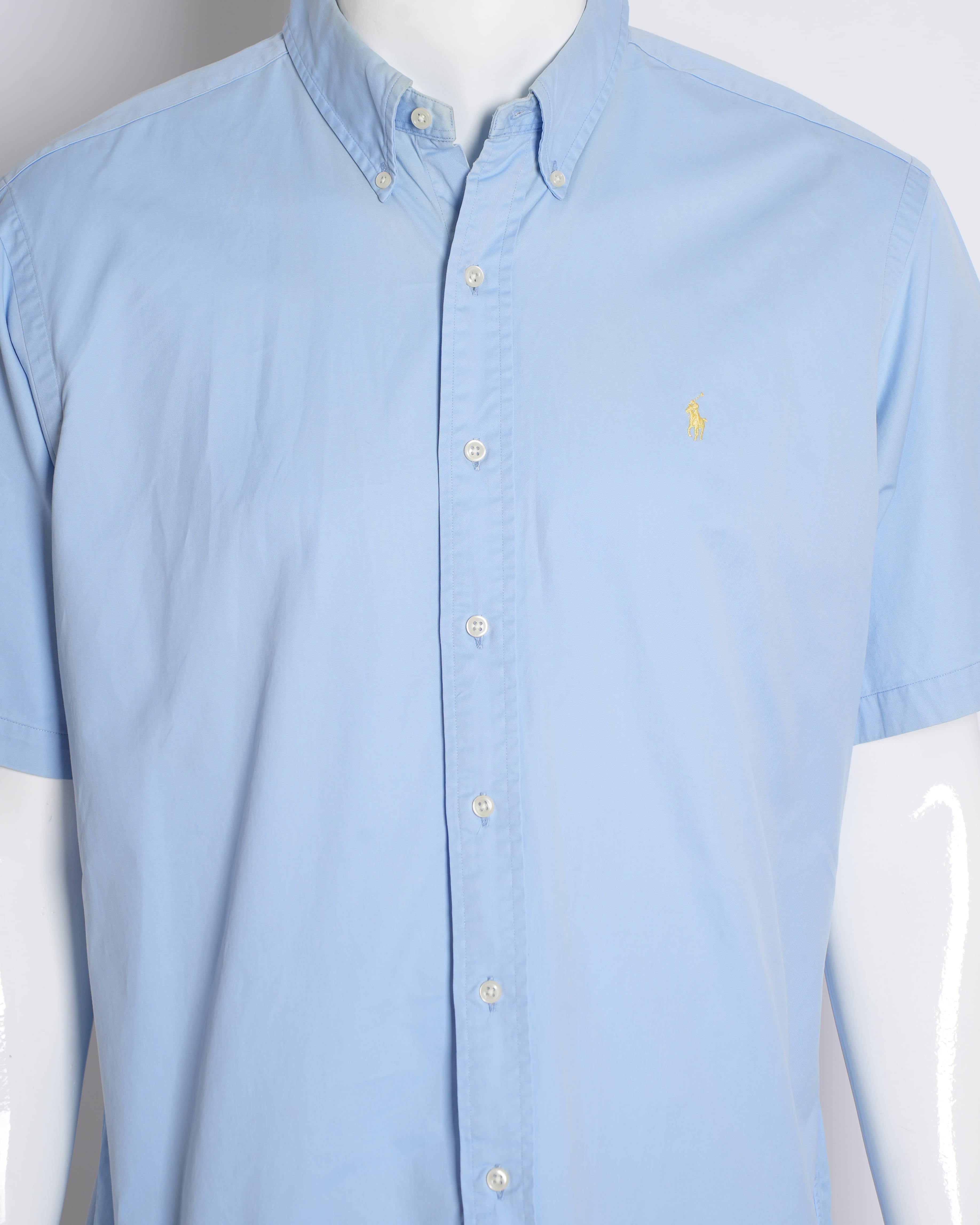 Ralph Lauren Men's Half-Sleeve Button-Down Shirt in Light Blue