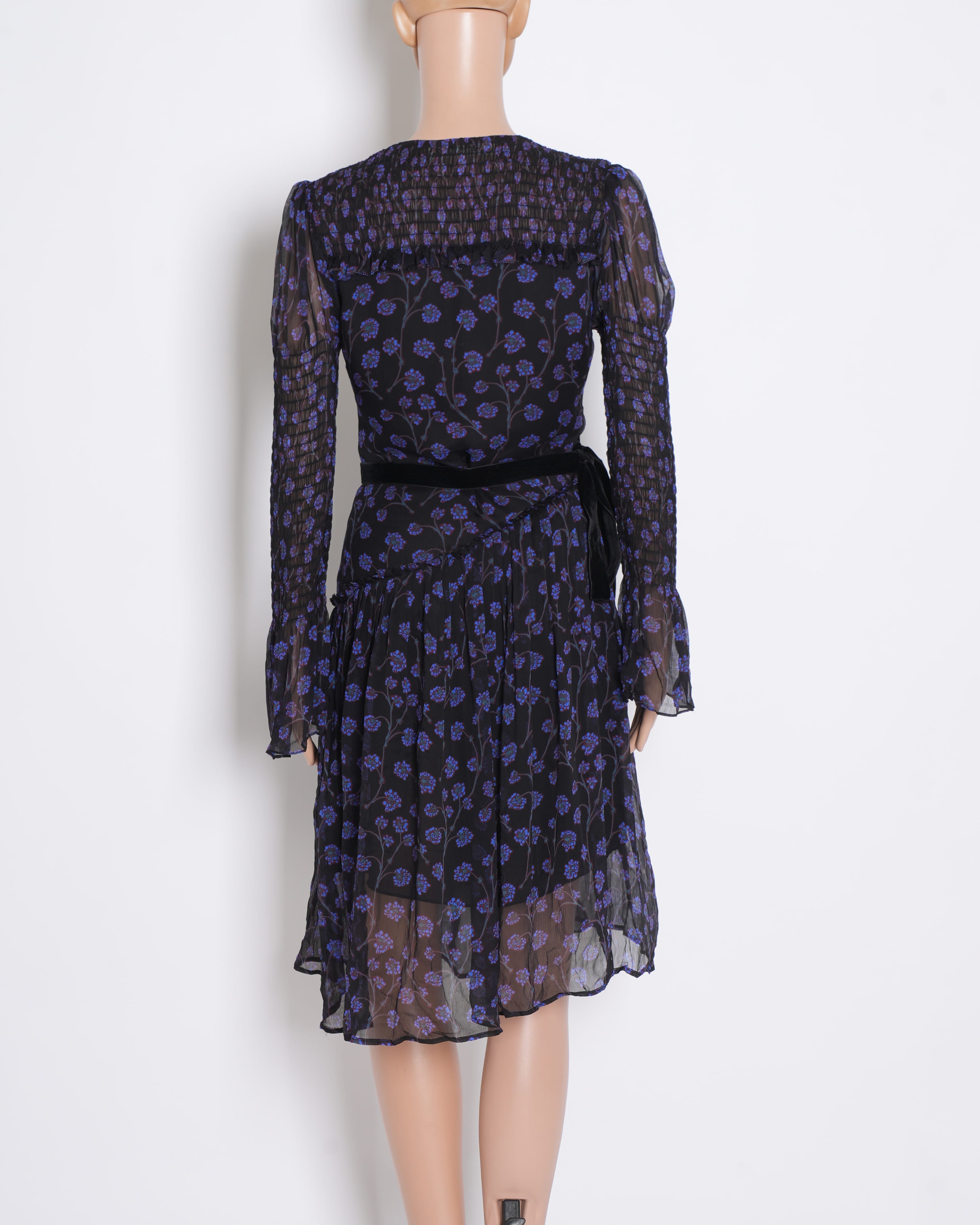 Diane Von Furstenberg Printed Wrap Around Dress With Ruched Detailing