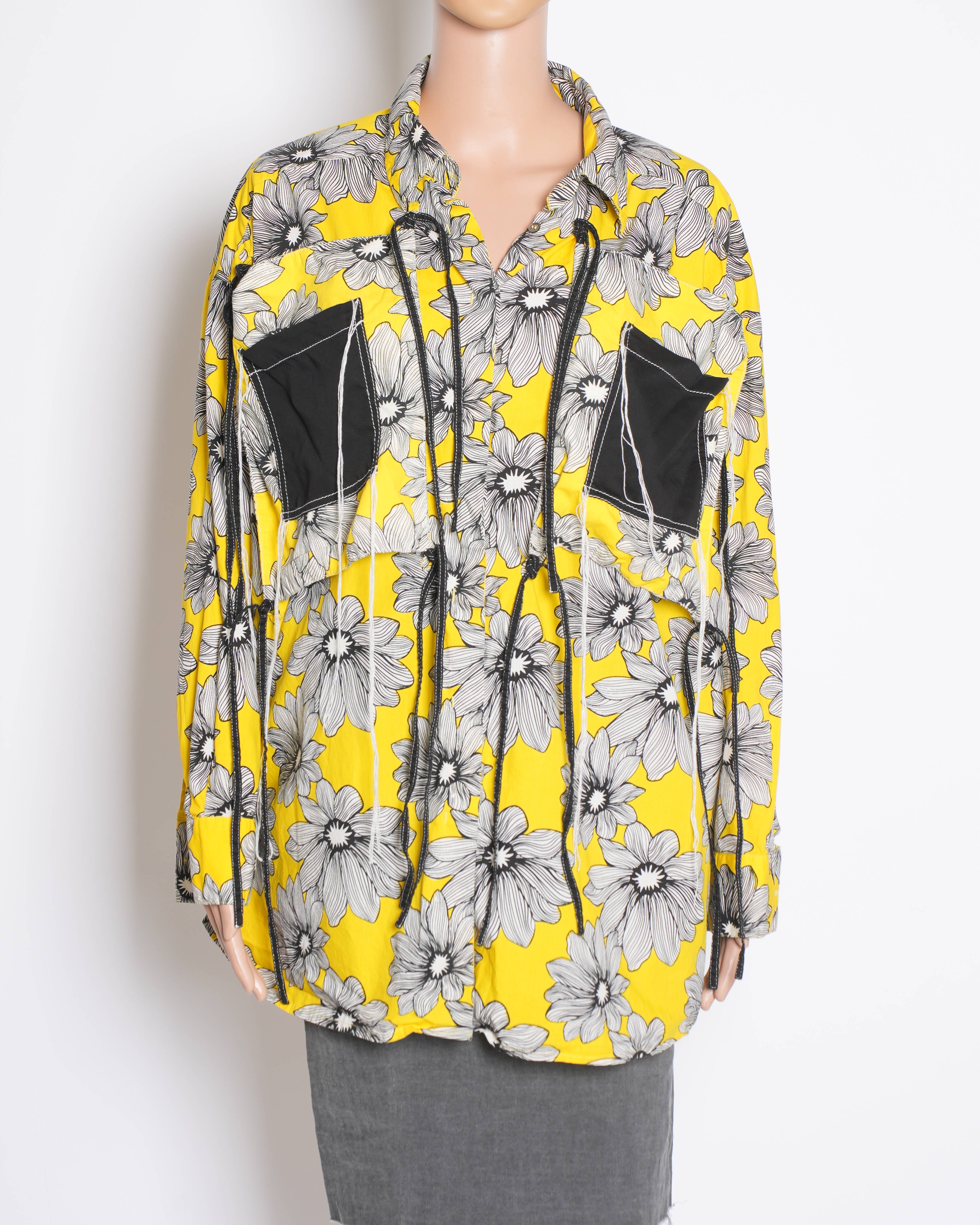 Dhruv Kapoor Floral Button Down Shirt In Yellow
