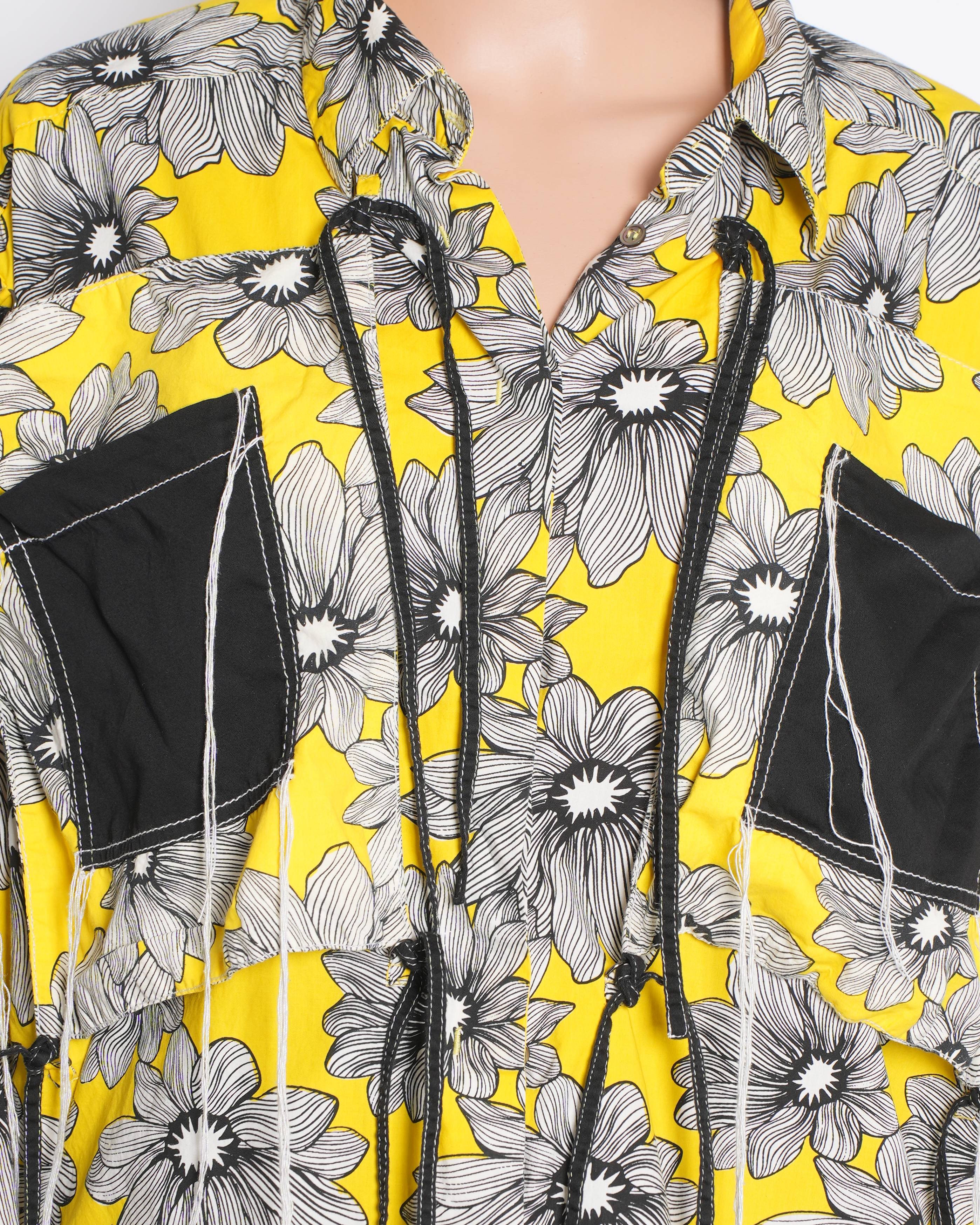 Dhruv Kapoor Floral Button Down Shirt In Yellow