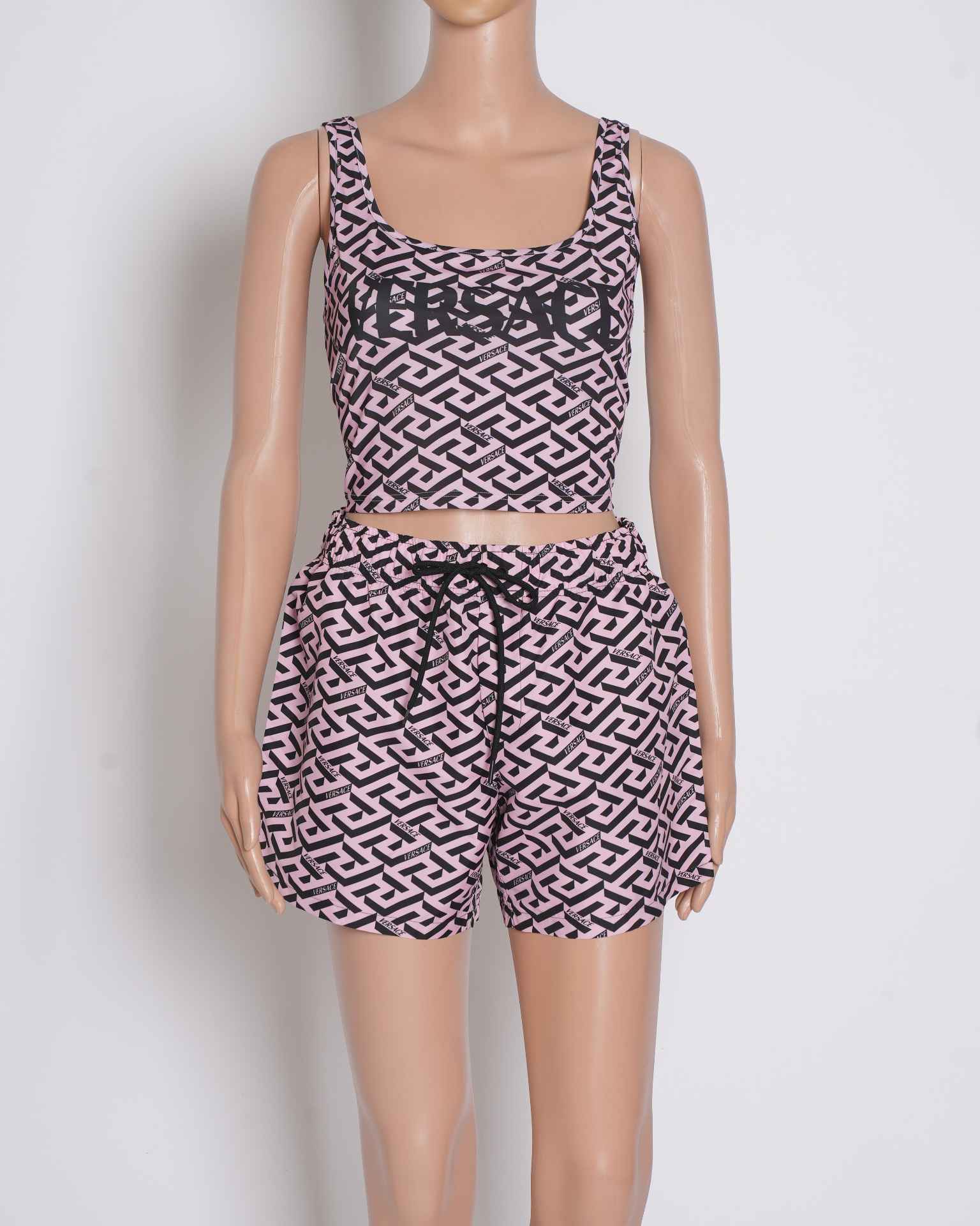 Versace Greca Print High Vut Rep Shorts