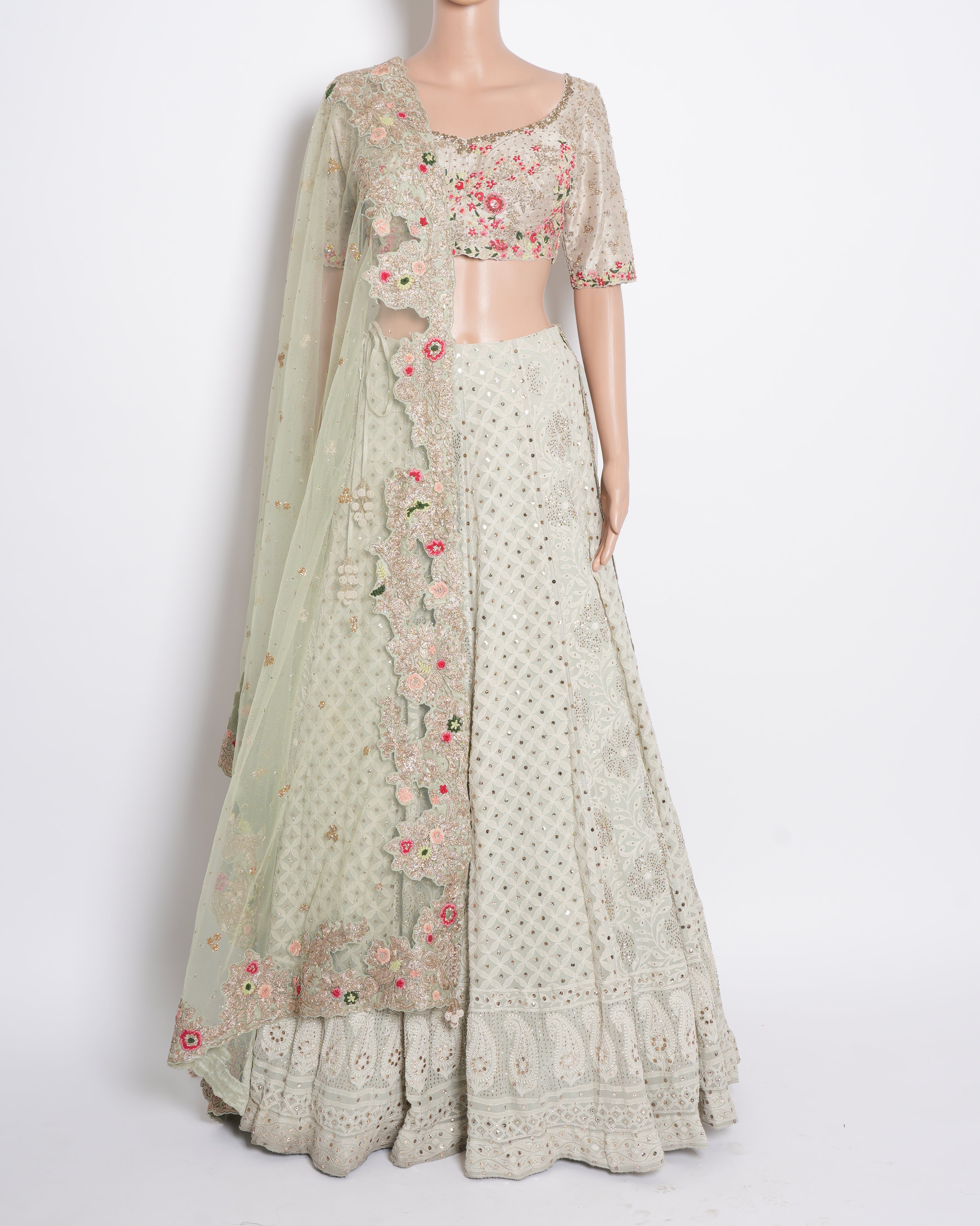 Dolly J Set Of 3 Floral Embroidered Lehenga Set Of 3