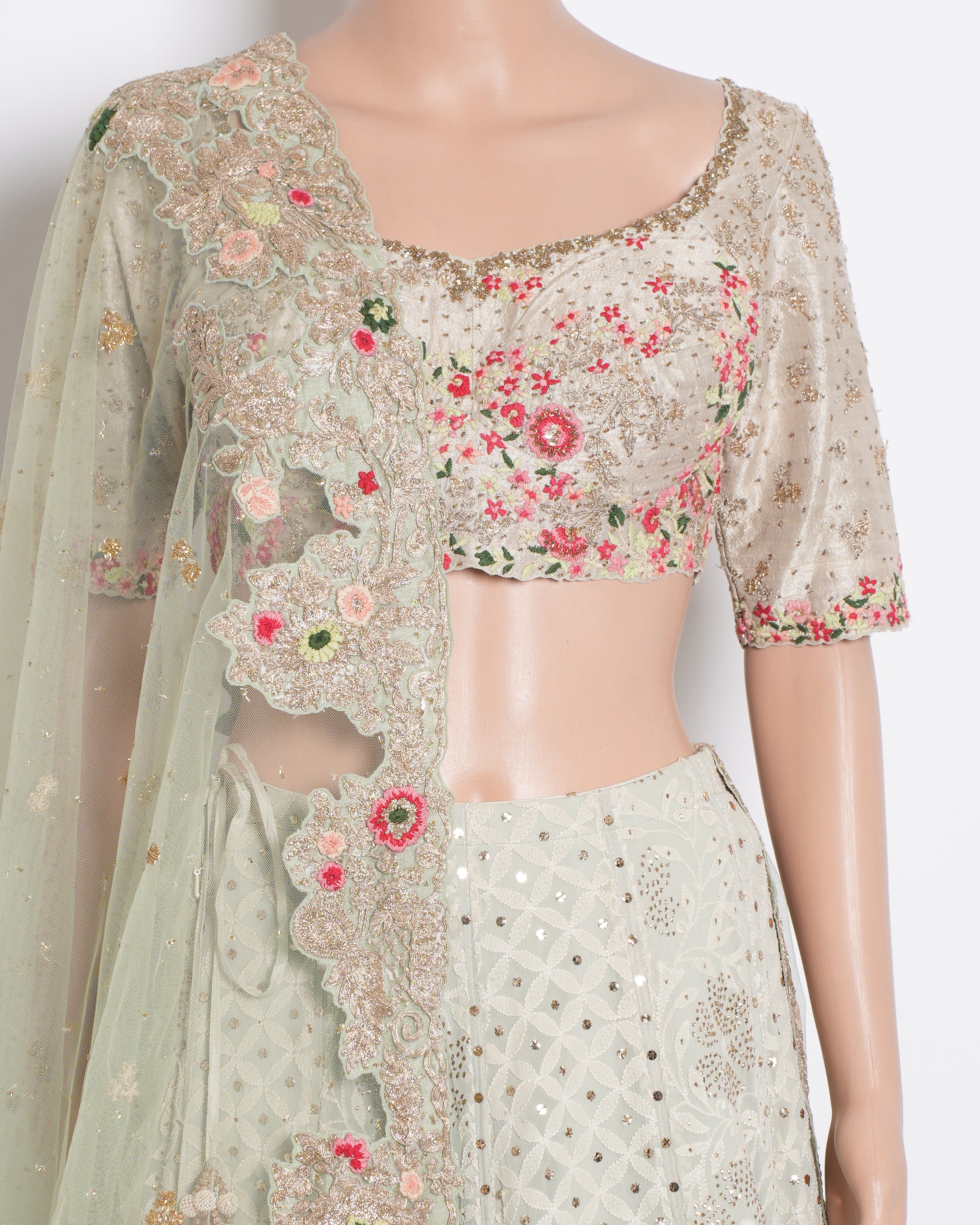 Dolly J Set Of 3 Floral Embroidered Lehenga Set Of 3