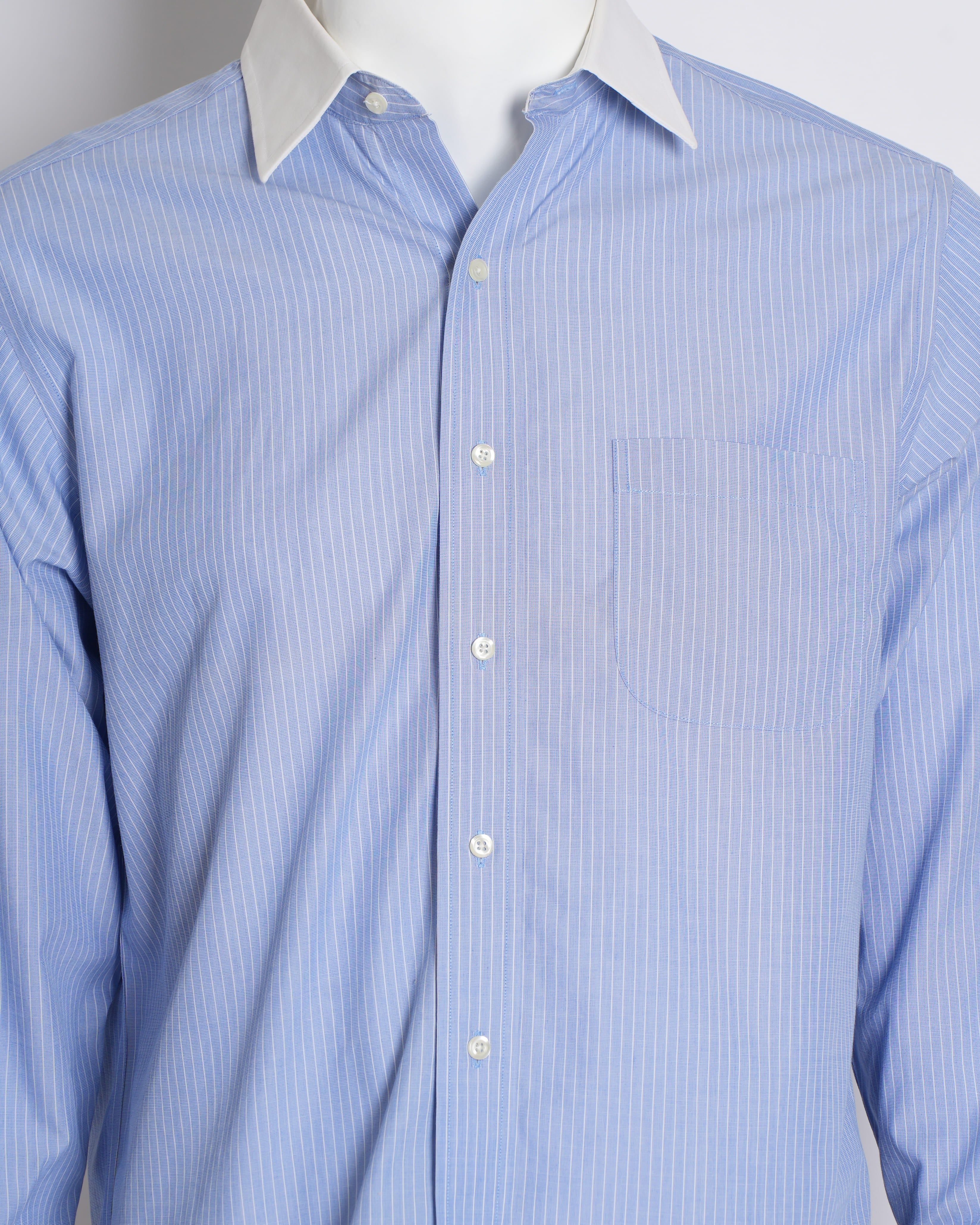Brooks Brothers Button-Down Striped Shirt in Blue with White Collar & Cuff Detailing