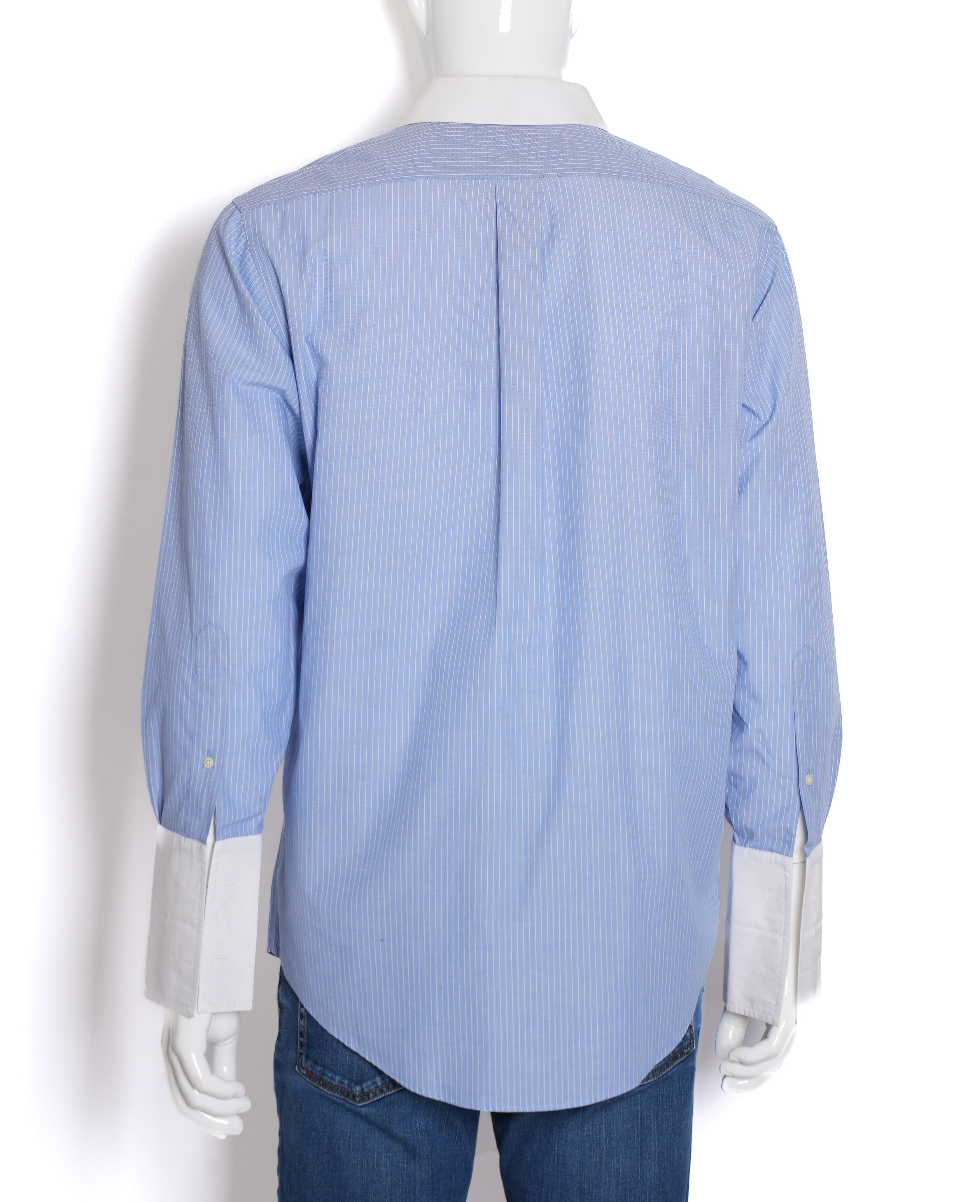 Brooks Brothers Button-Down Striped Shirt in Blue with White Collar & Cuff Detailing
