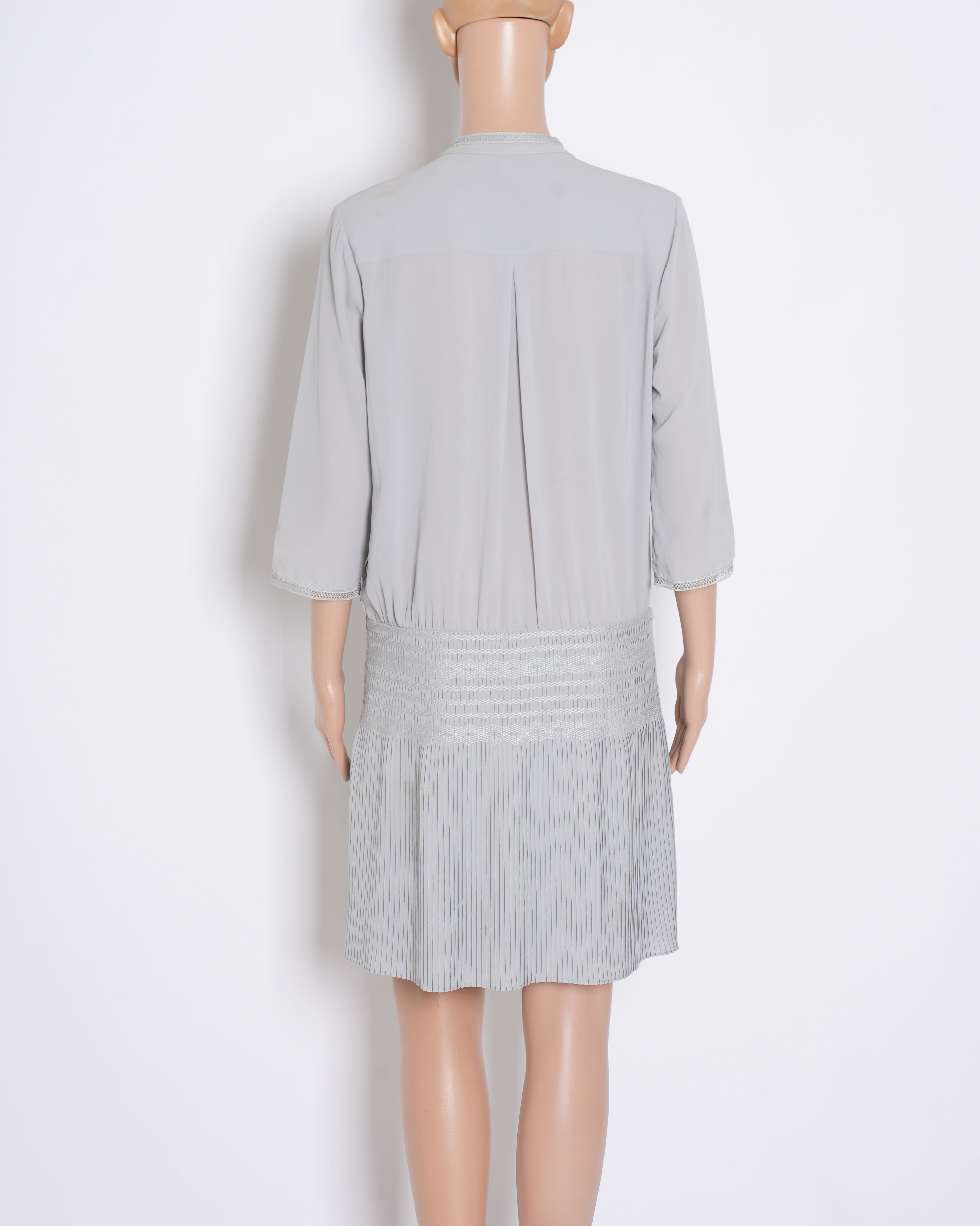 Reiss Pleated Dress In Grey