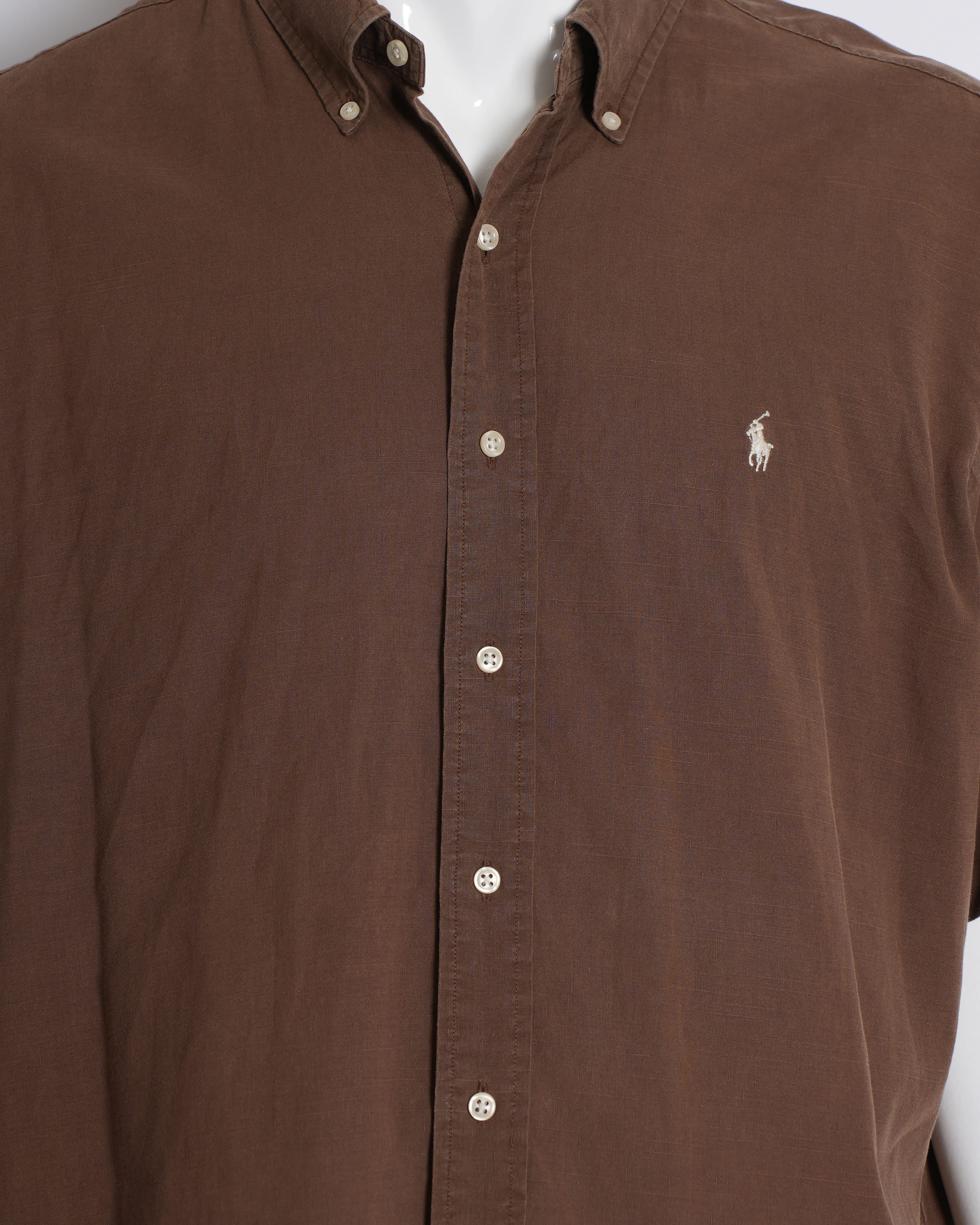 Ralph Lauren Men's Half-Sleeve Button-Down Shirt in Brown