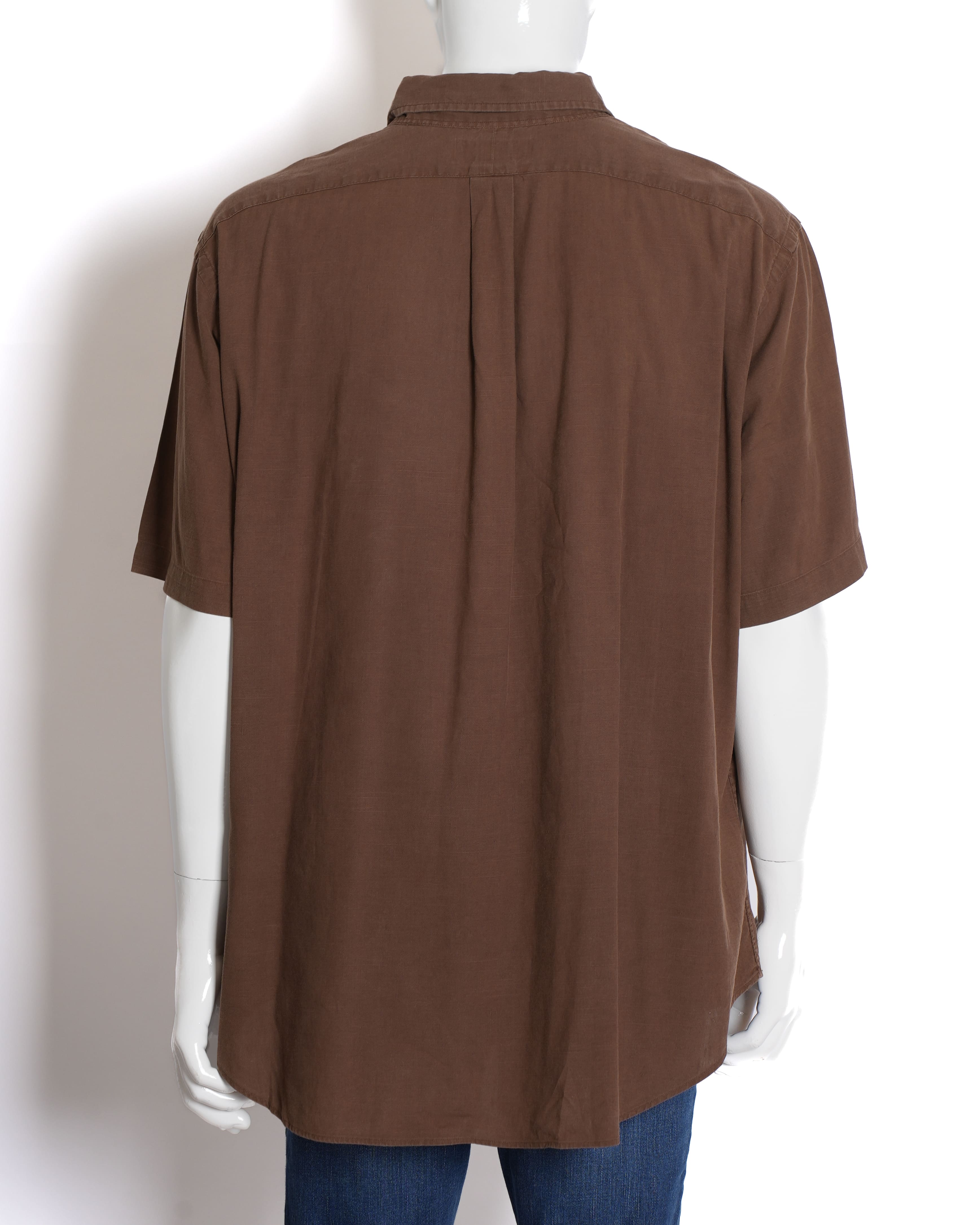 Ralph Lauren Men's Half-Sleeve Button-Down Shirt in Brown