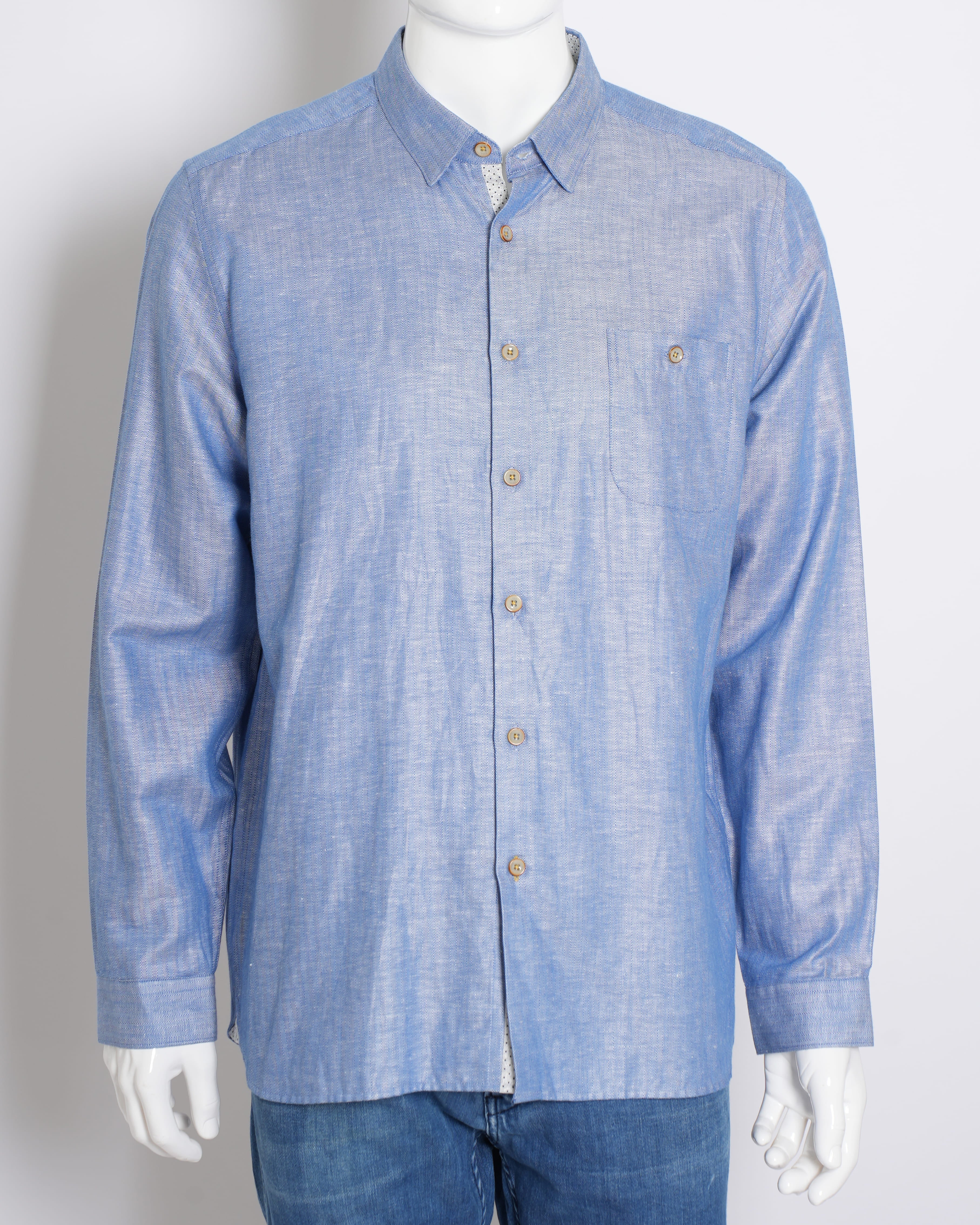 New Ted Baker Men's Button Down Full Sleeve Shirt In Blue