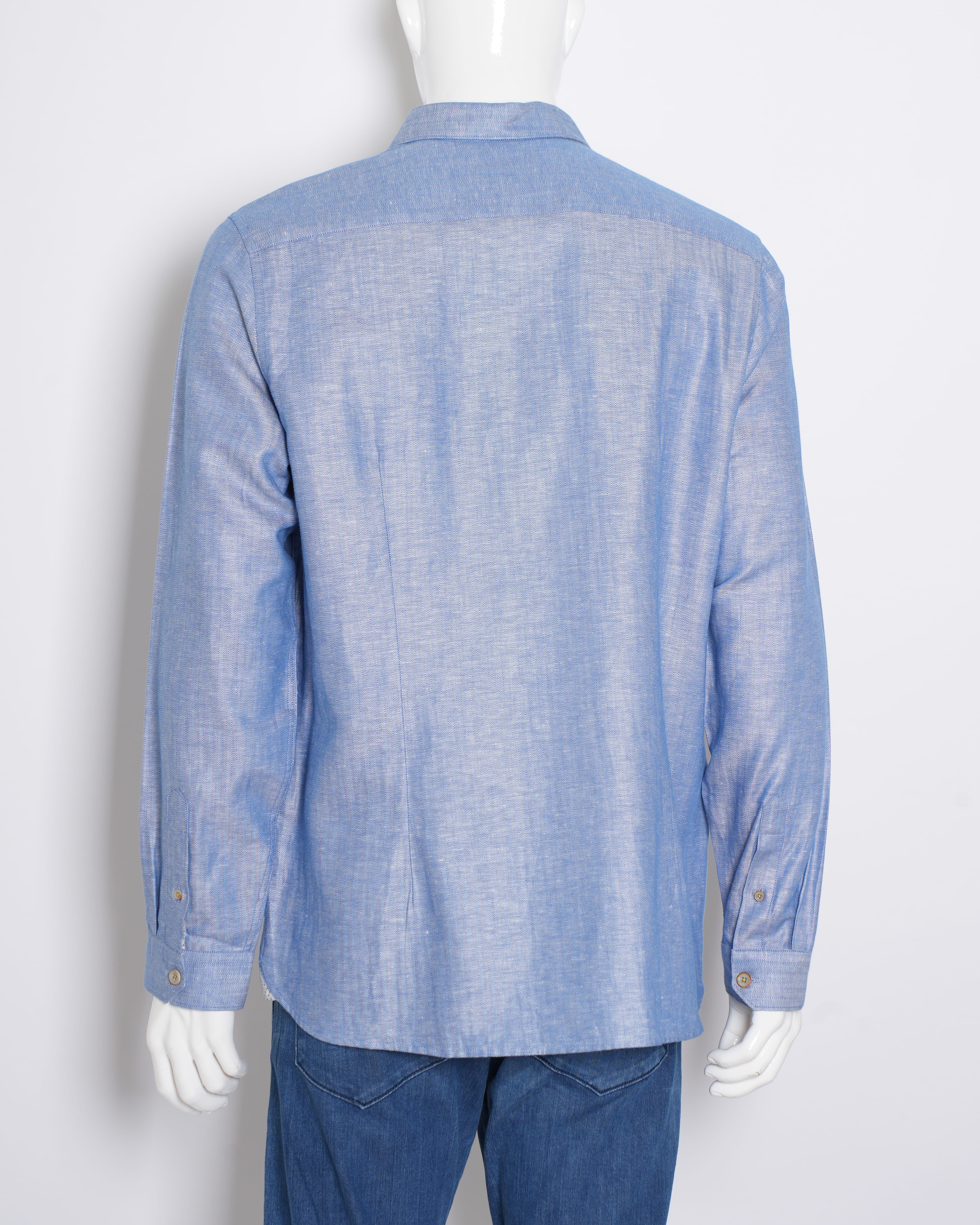 New Ted Baker Men's Button Down Full Sleeve Shirt In Blue