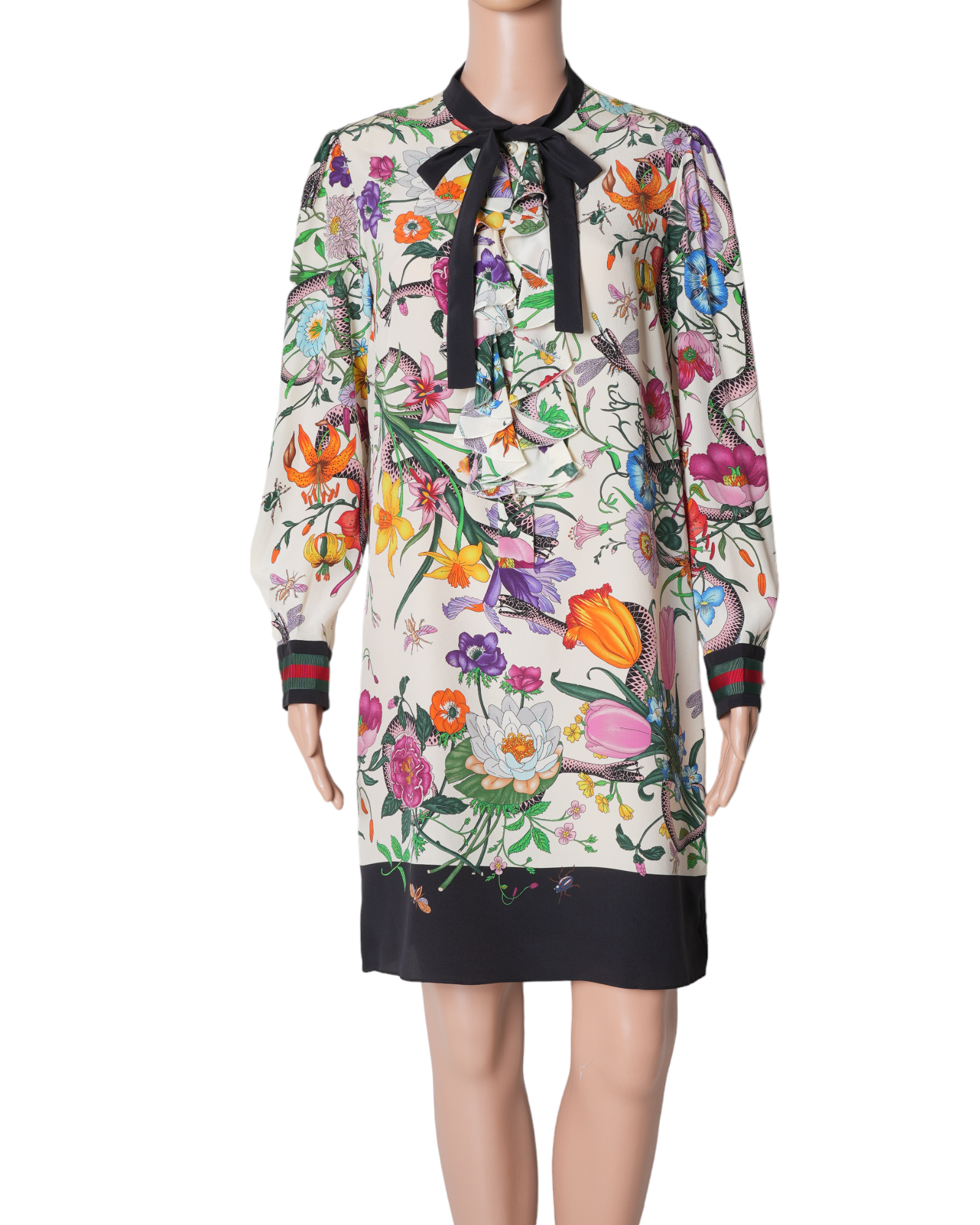 Gucci Botanical Floral Silk Candy Crepe Dress