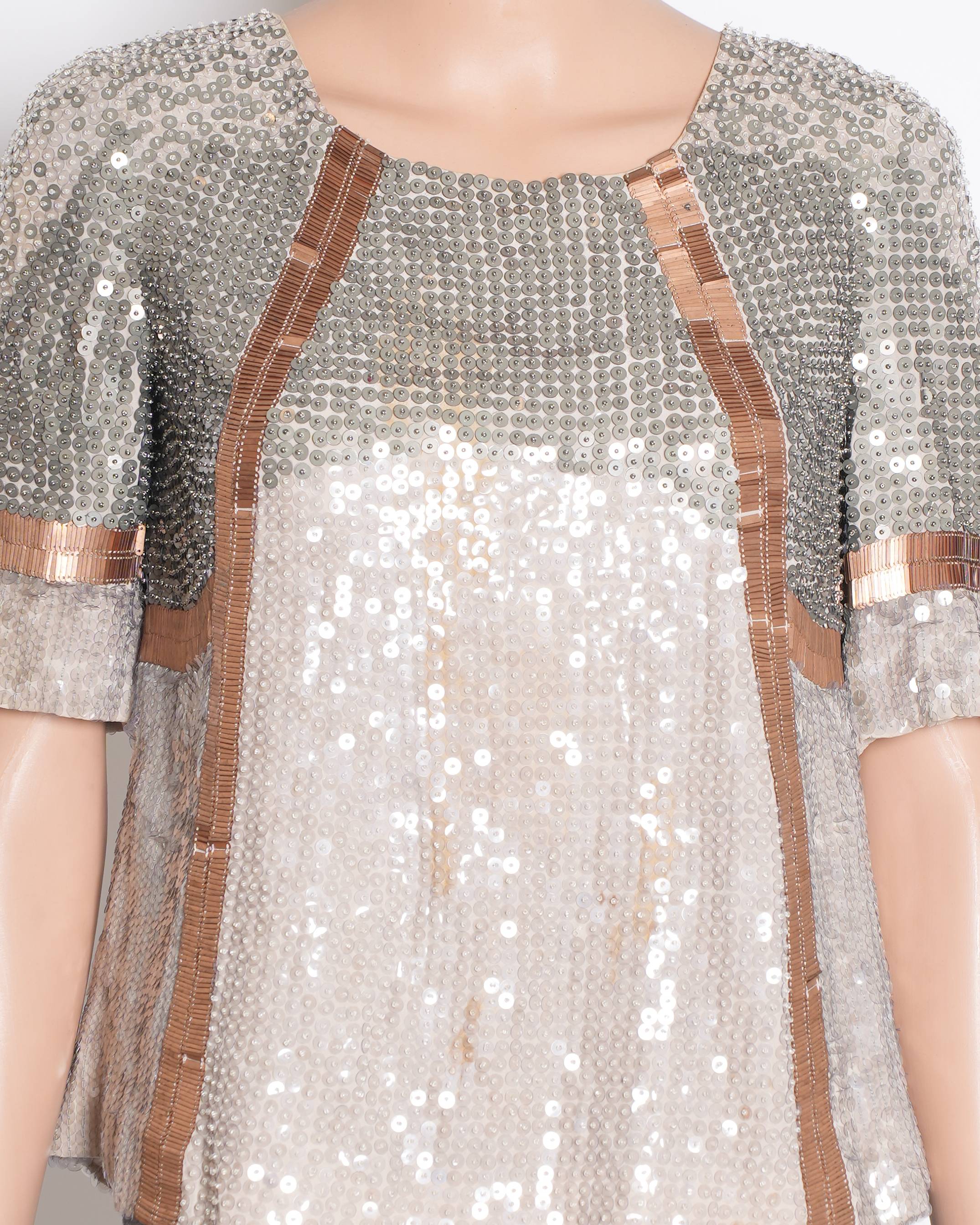 Rohit Gandhi & Rahul Khanna Grey Sequin Top