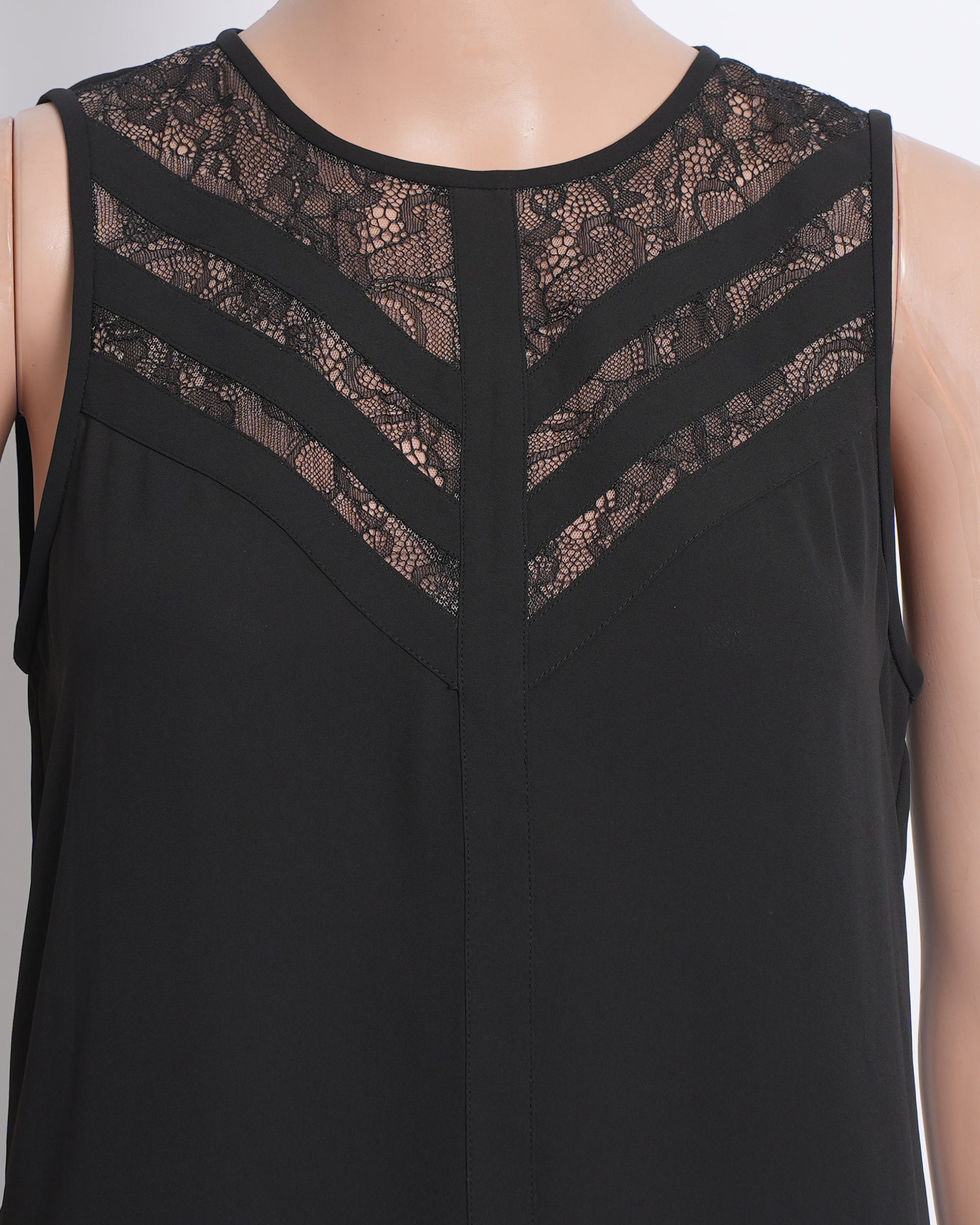 BCBG Black Sleeveless Top with Lace detailing