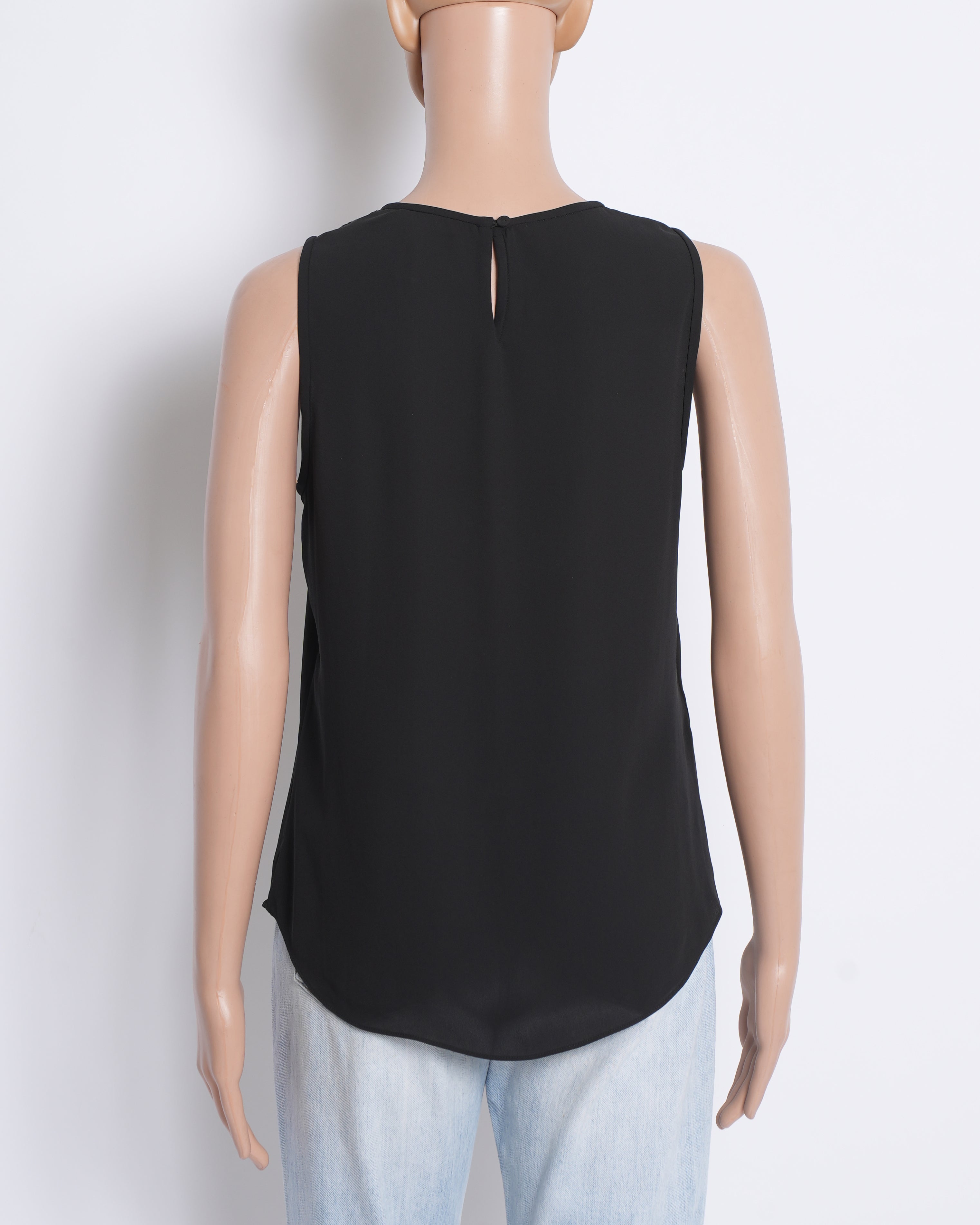 BCBG Black Sleeveless Top with Lace detailing