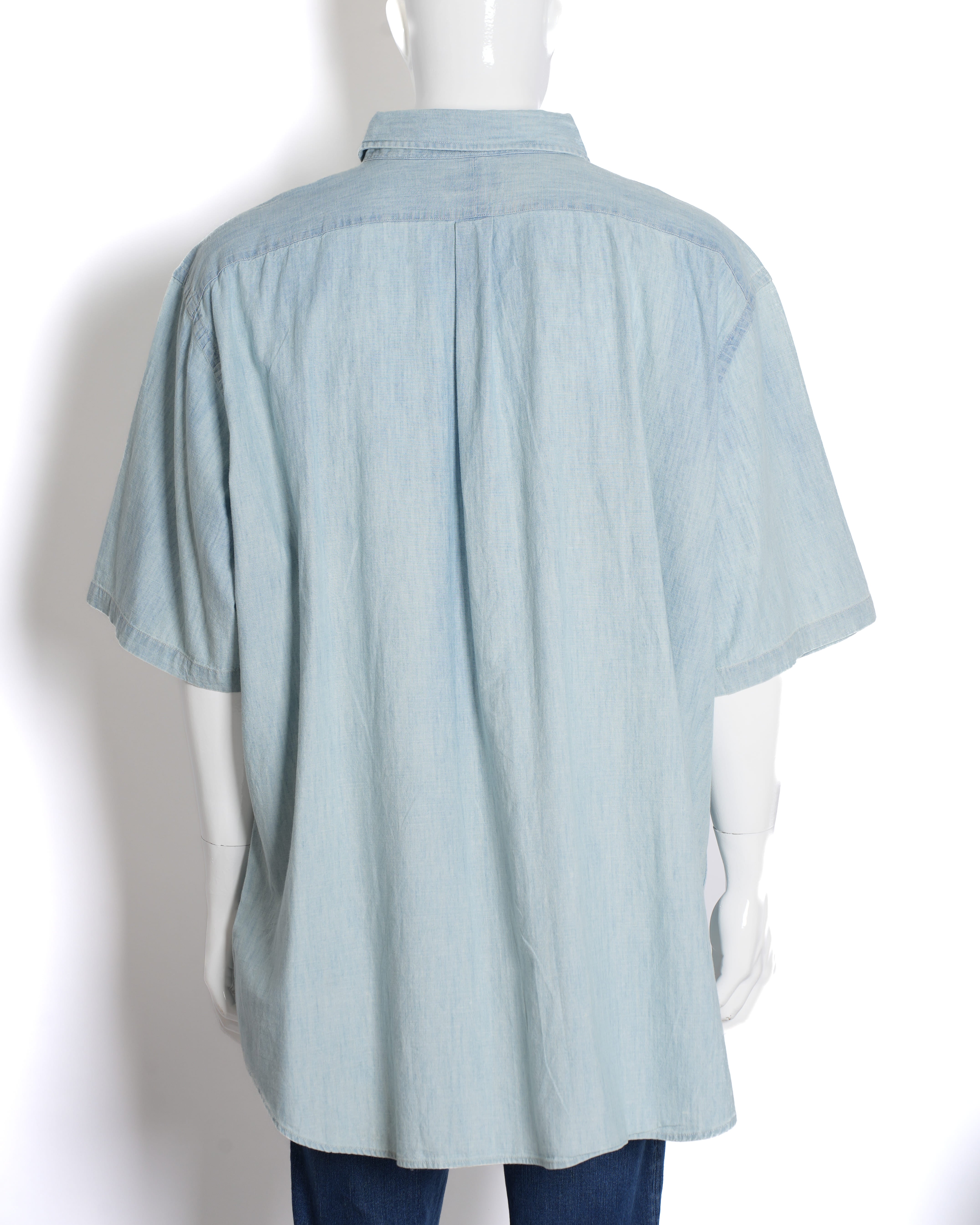 New Ralph Lauren Men's Half-Sleeve Button-Down Shirt in Light Blue