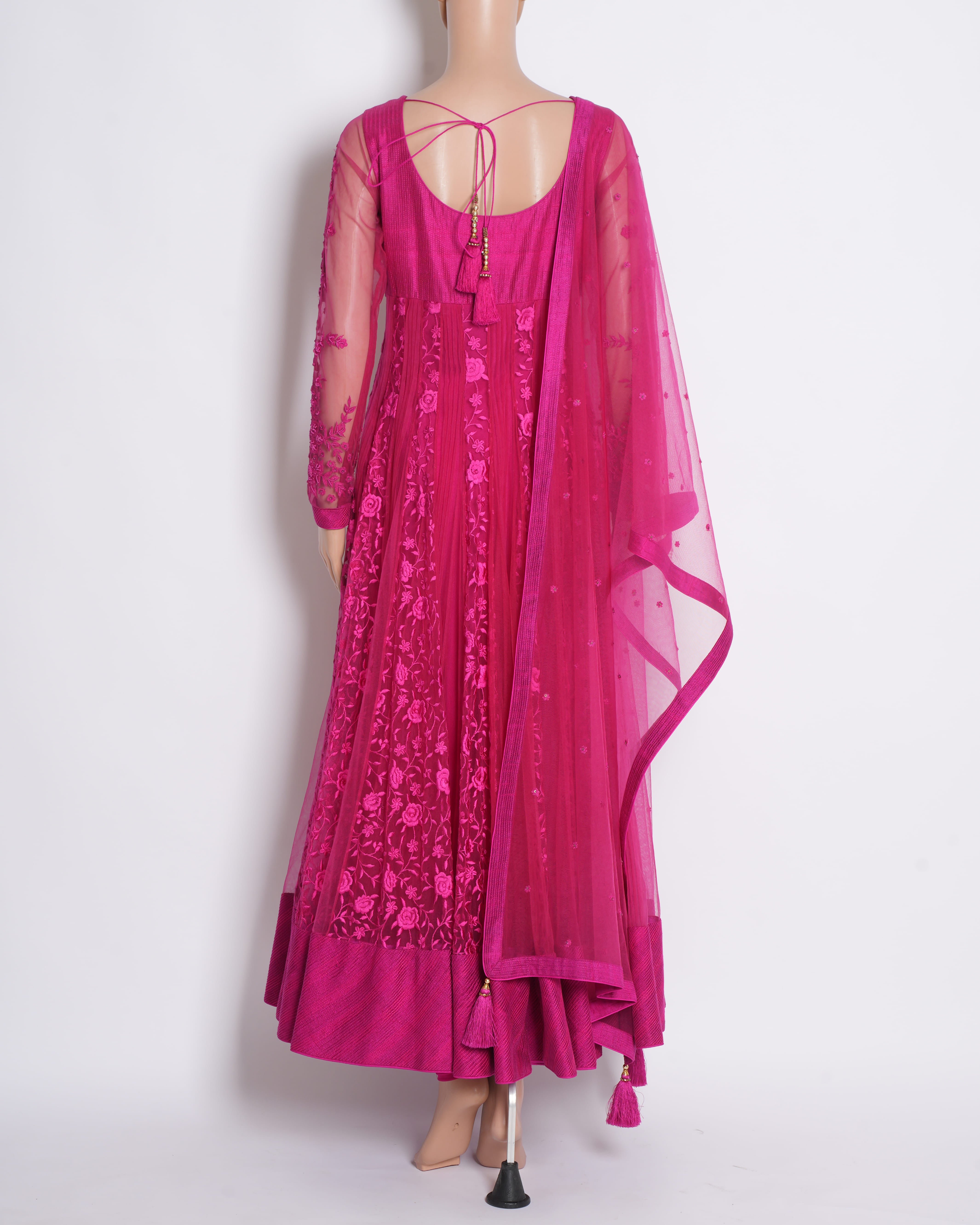 Osaa by Adarsh Embroidered Anarkali Set – 3 Piece in Pink