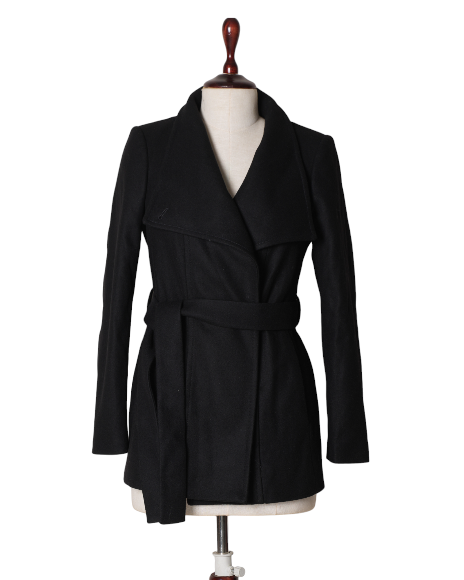 New Ted Baker Black Wrap Wool Coat