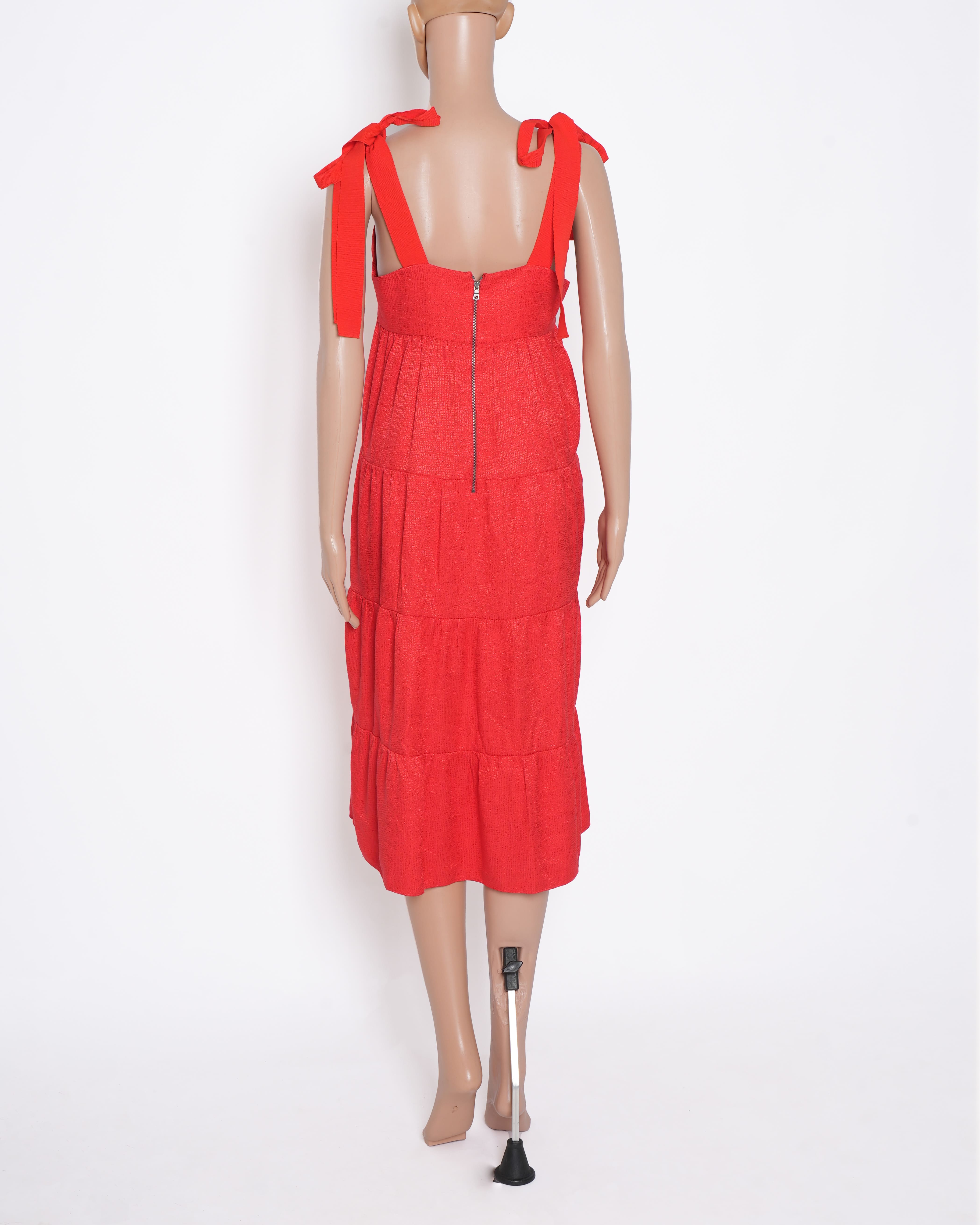 Alice and Olivia Lace Tie-up Dress In Red