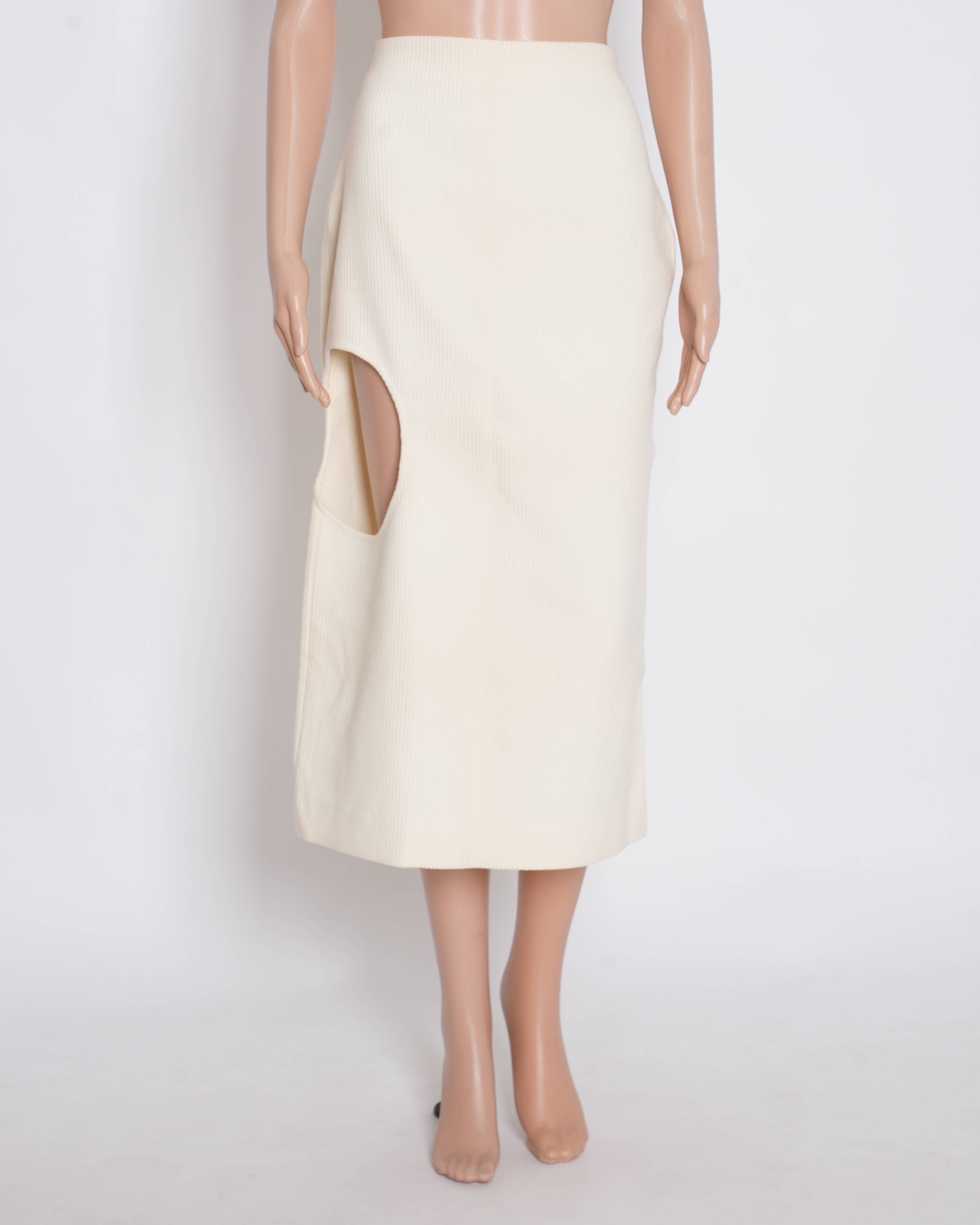 New Off- White wool skirt with cutout