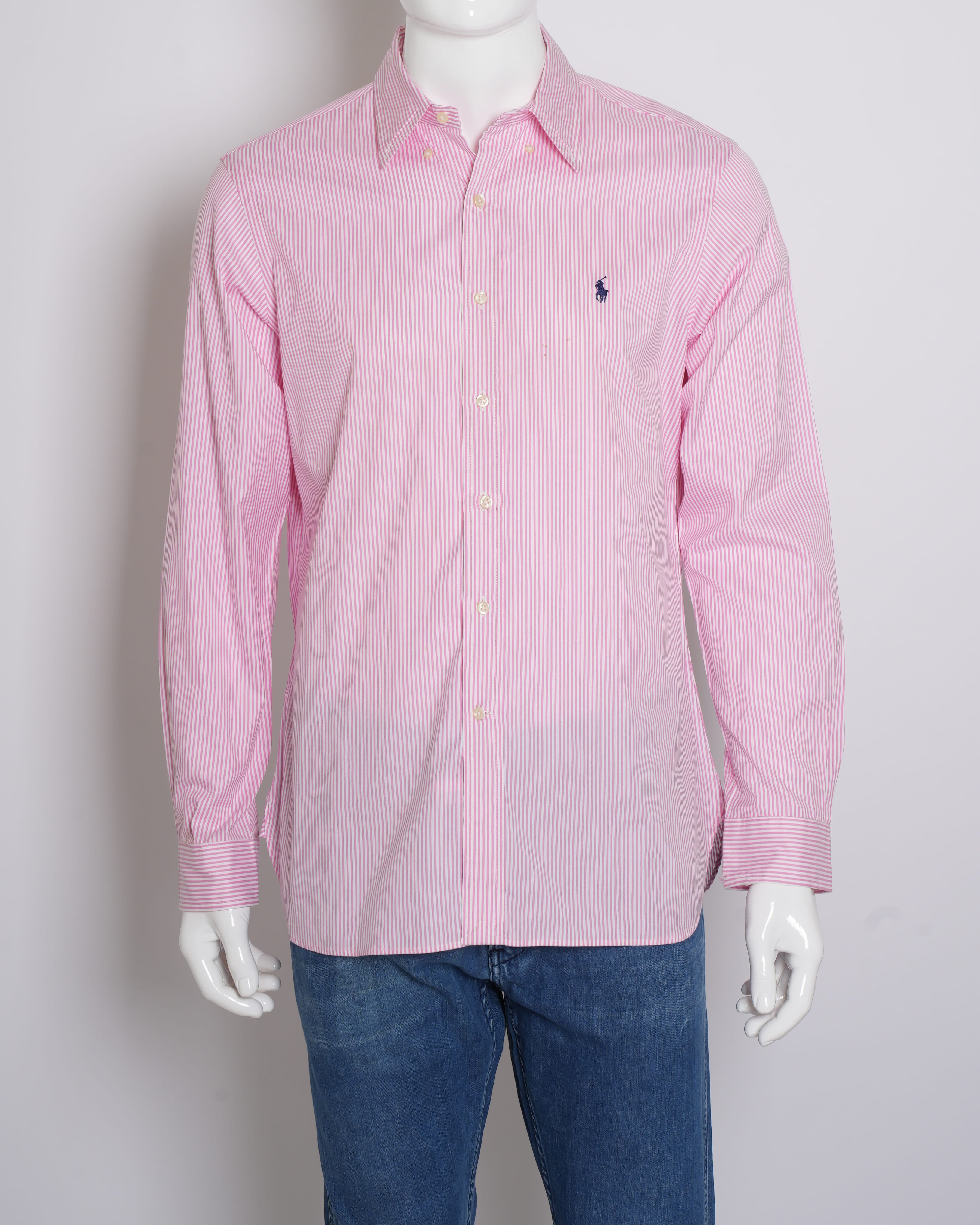 Ralph Lauren Men's Button Down Full Sleeve Shirt In Pink Stripes