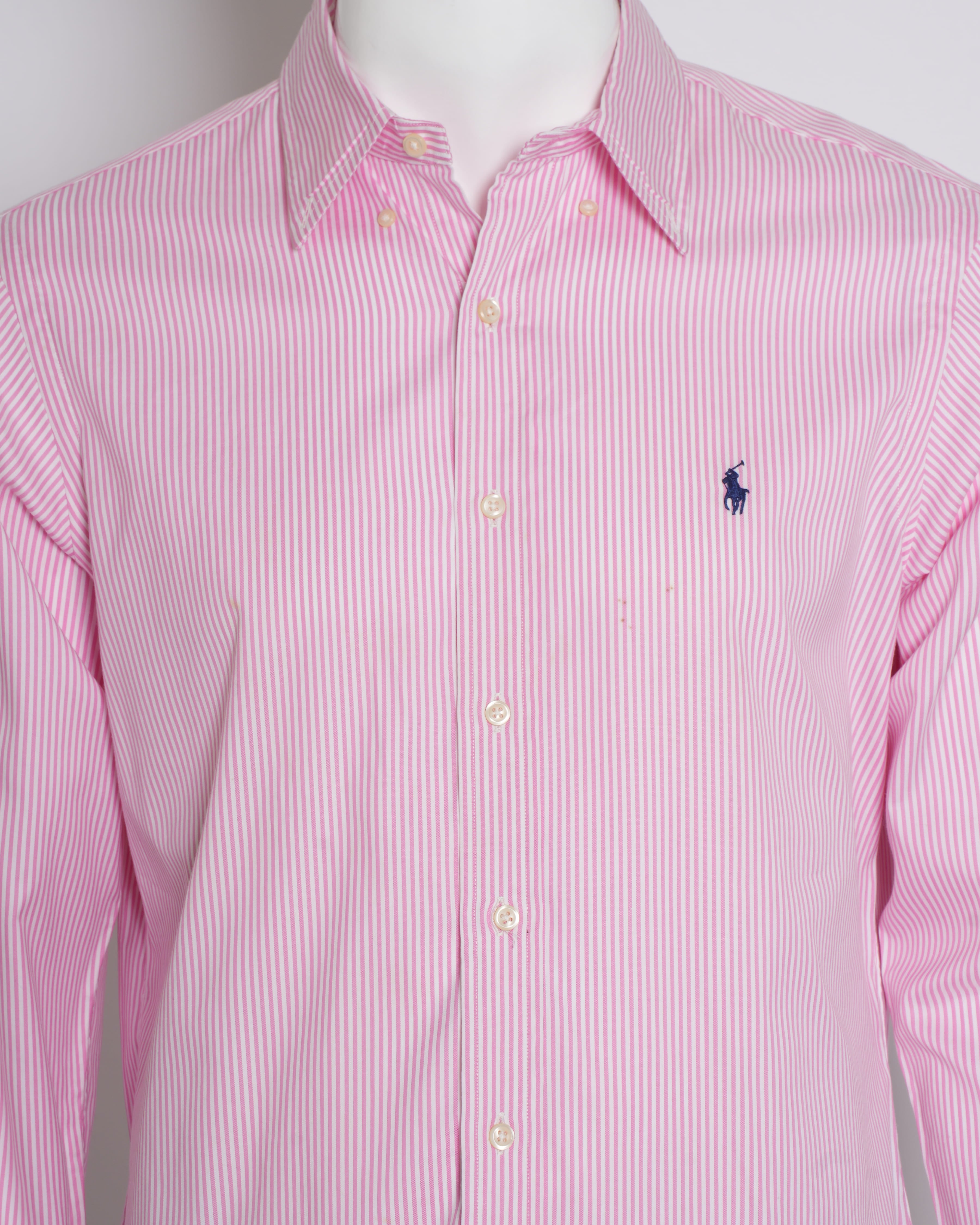 Ralph Lauren Men's Button Down Full Sleeve Shirt In Pink Stripes