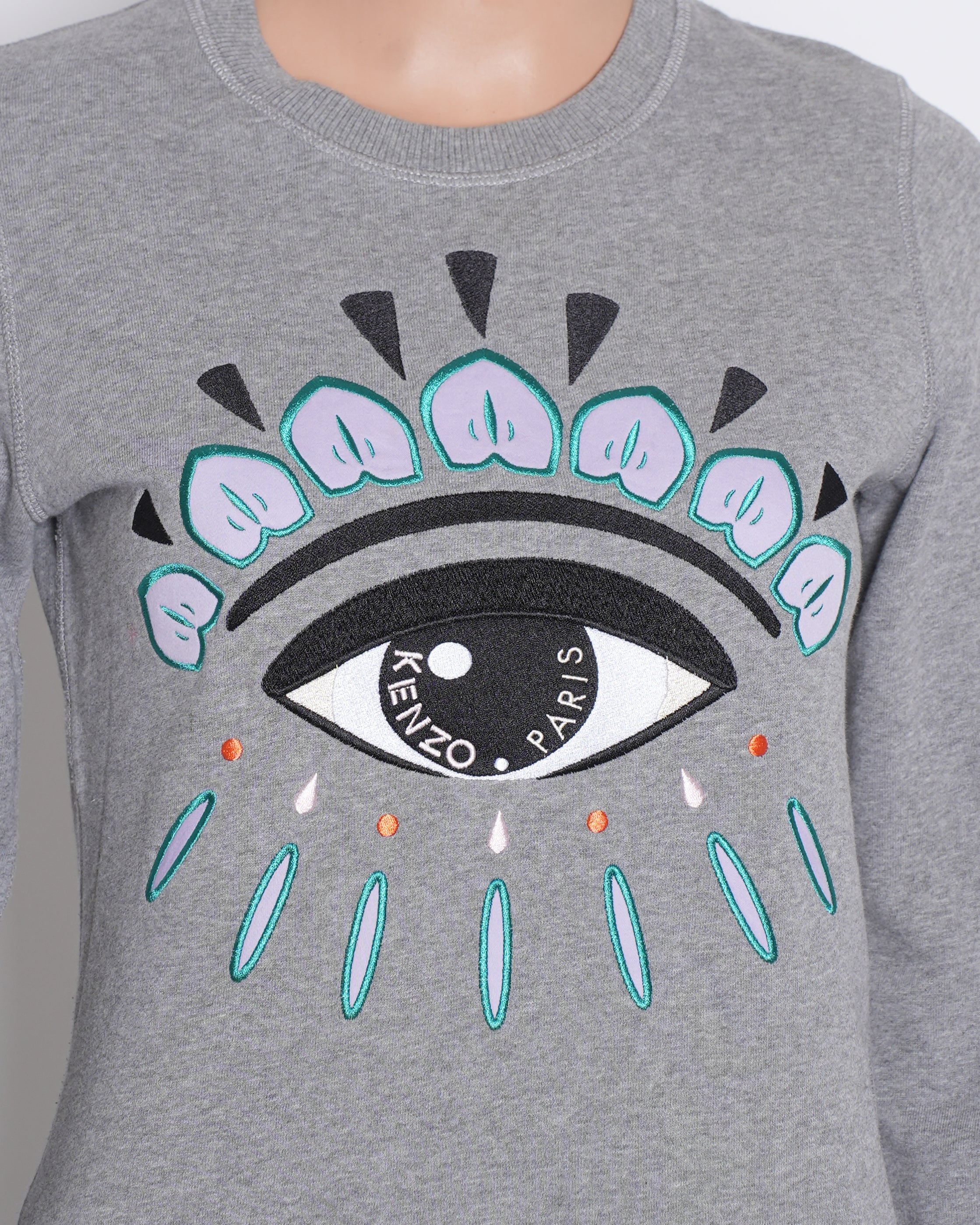 Kenzo Grey Eye Embroidered Crewneck T-Shirt