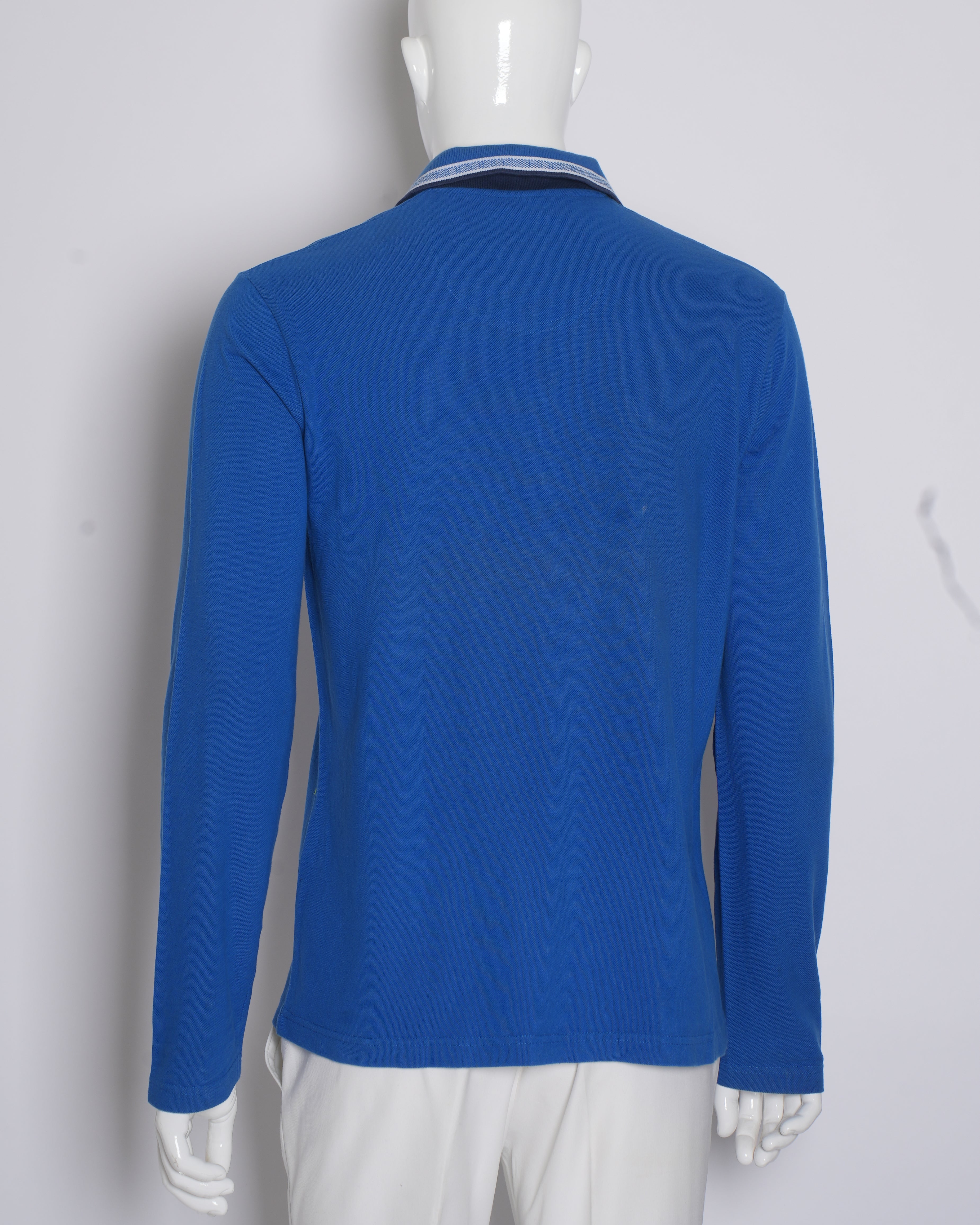 Boss Men's Blue Long-Sleeve Polo T-Shirt