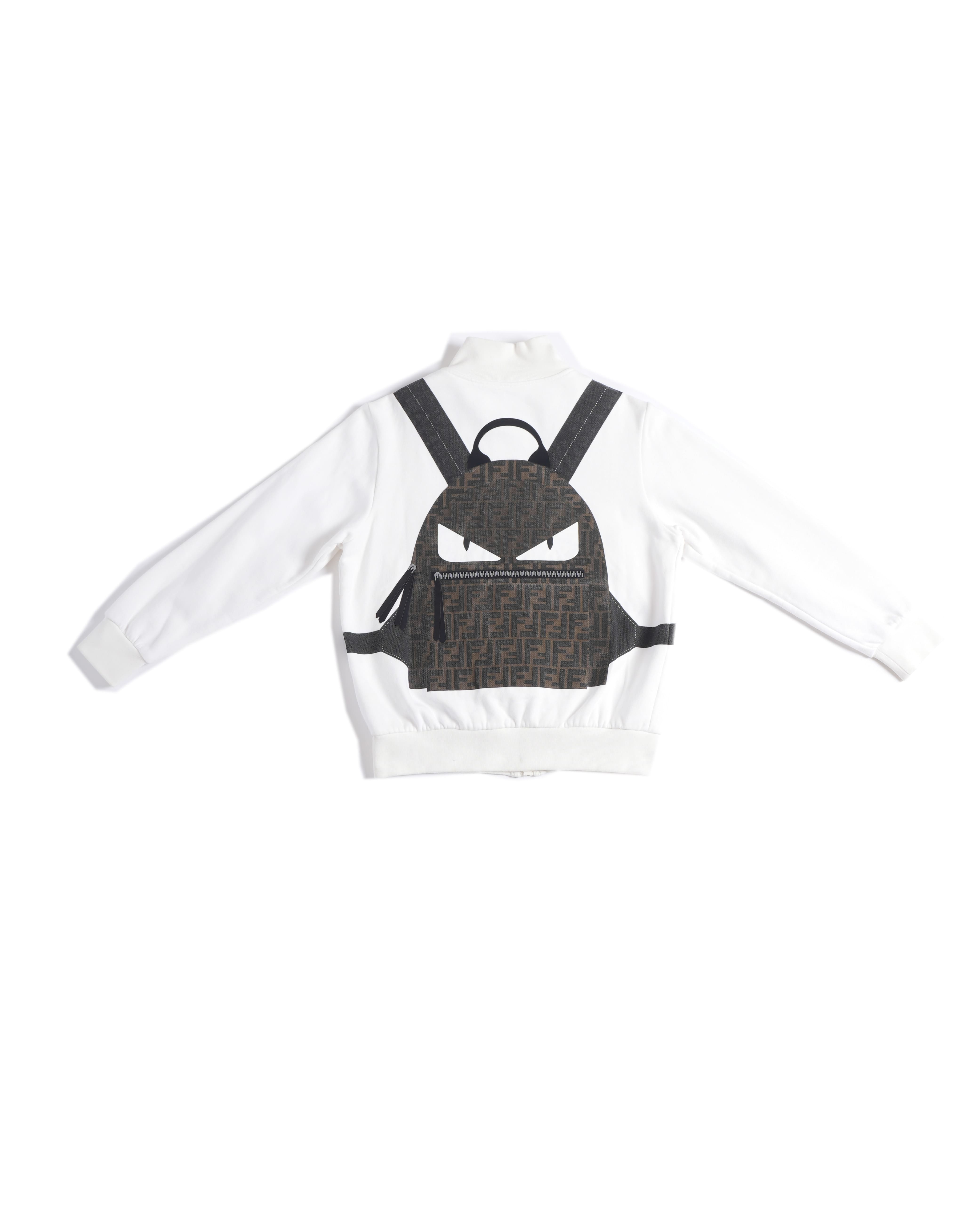 Fendi Kids Zipper Jacket In White Boys