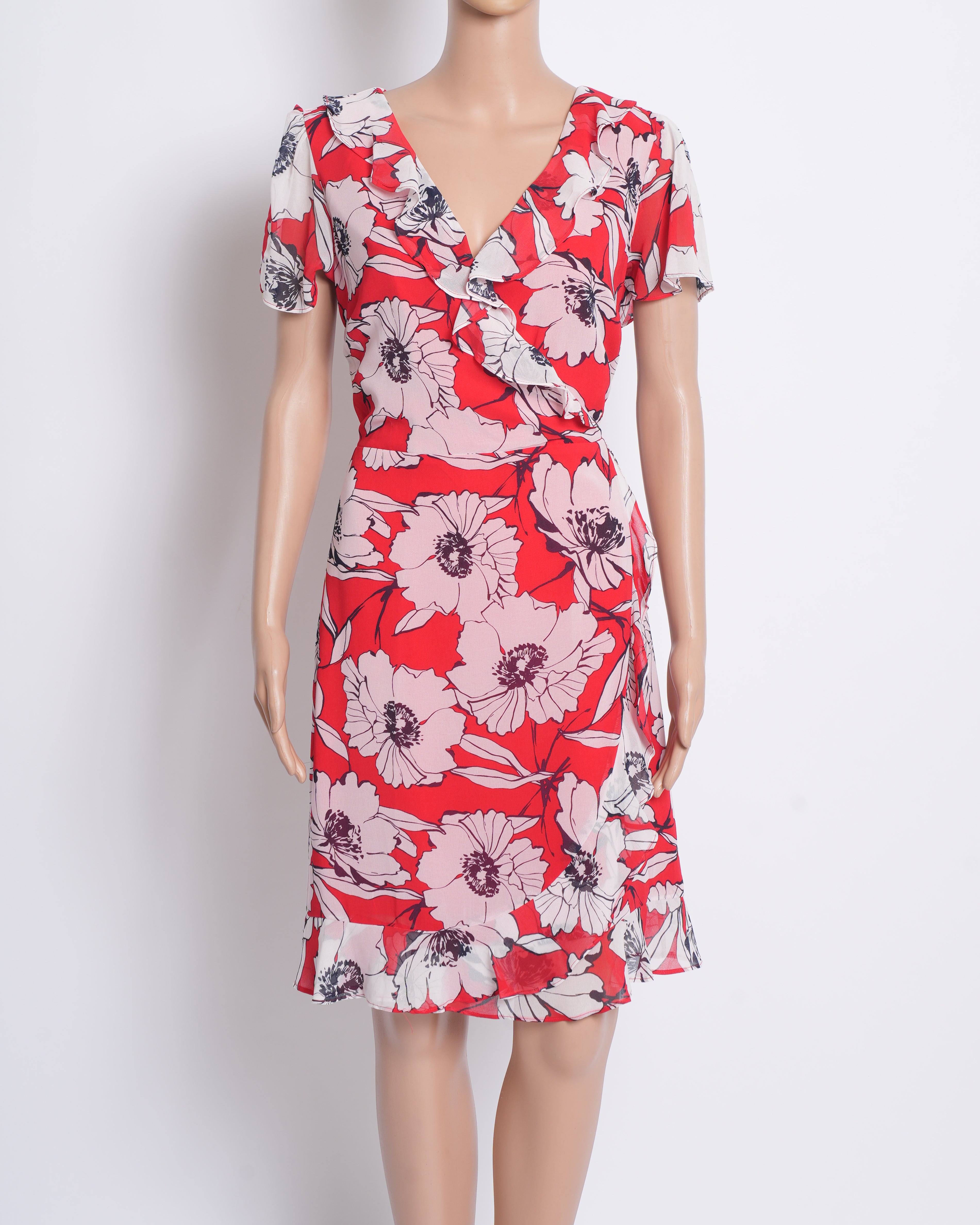 Karl Lagerfeld Floral Ruffle Wrap Dress