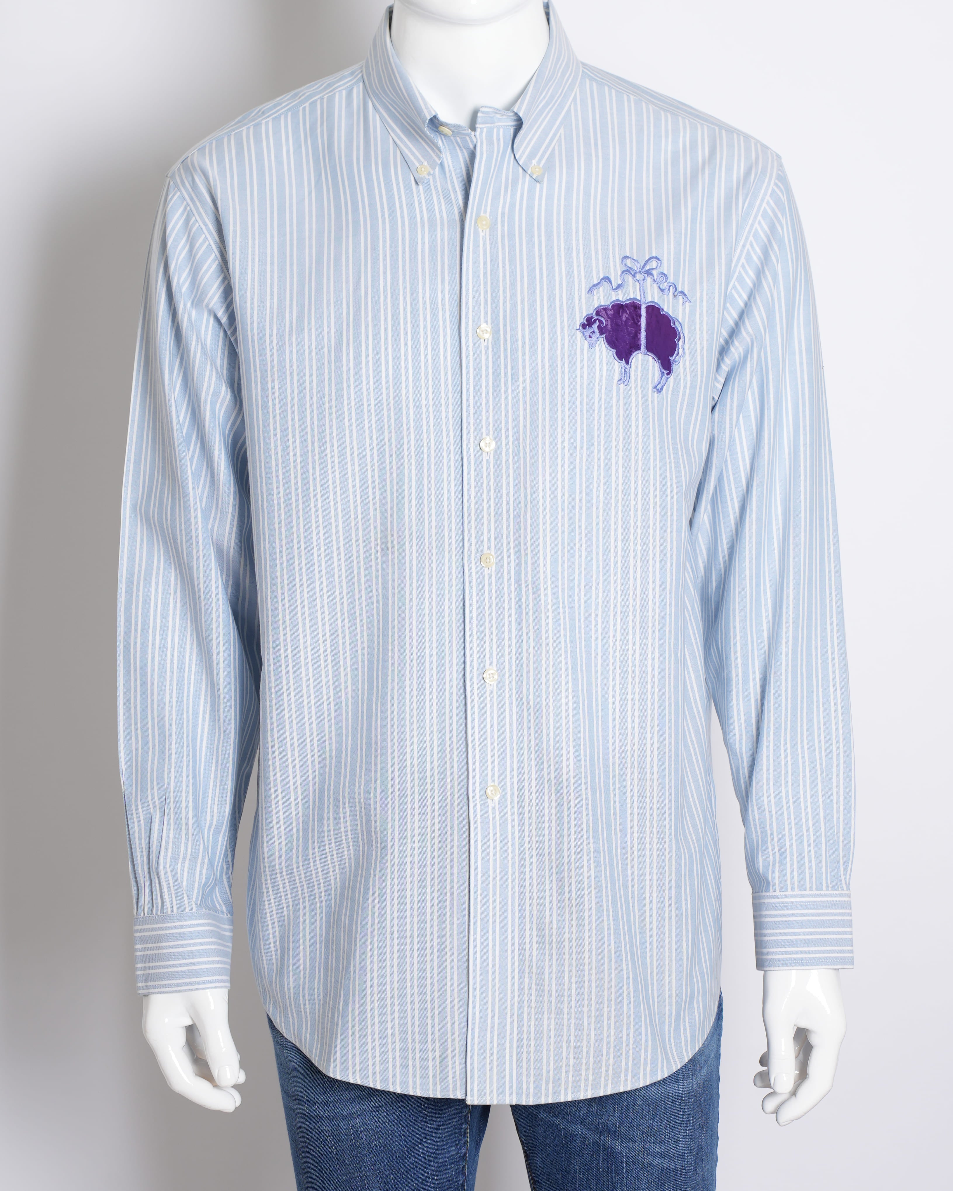 Brooks Brothers Button-Down Stripe Shirt with Sheep Embroidery