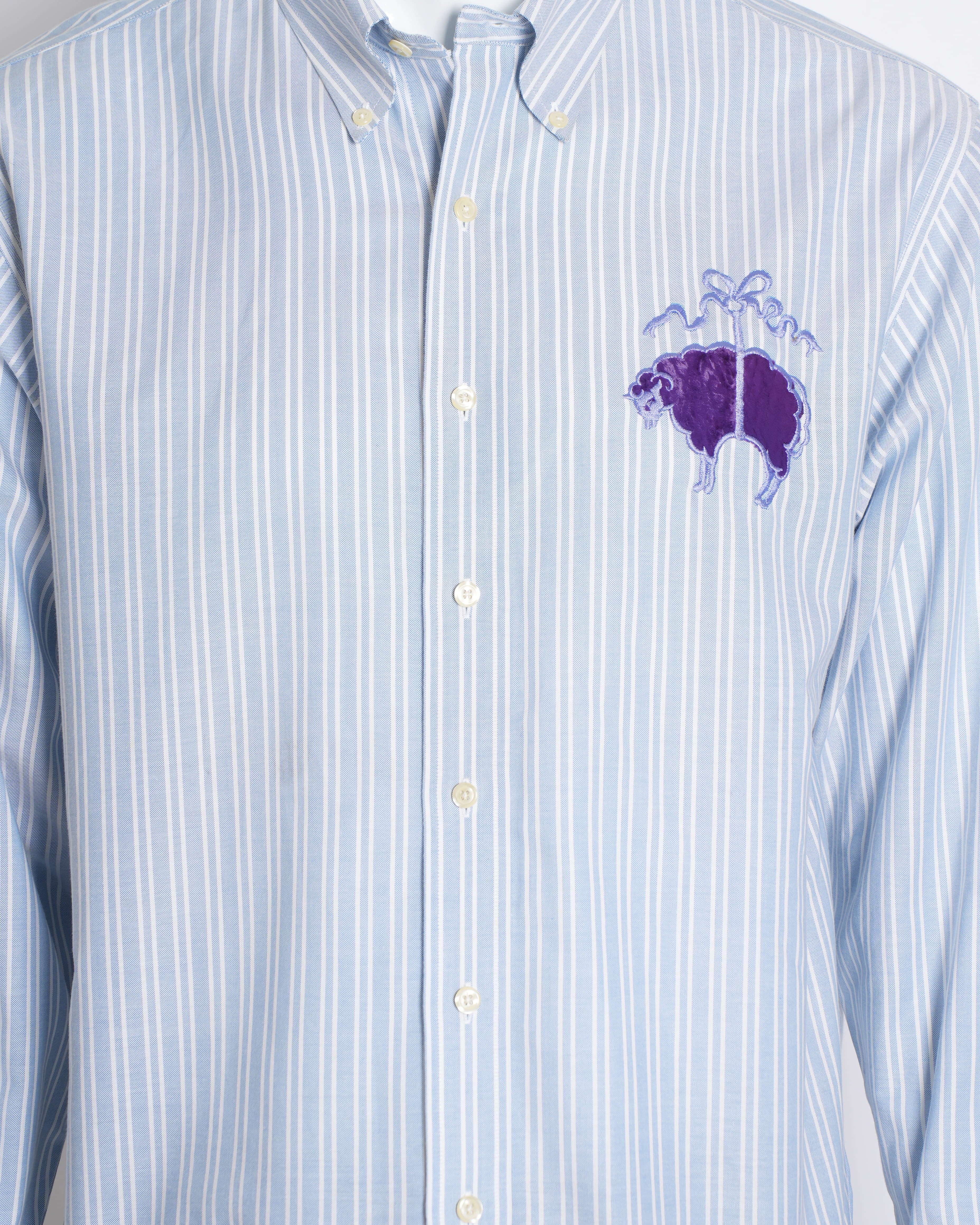 Brooks Brothers Button-Down Stripe Shirt with Sheep Embroidery