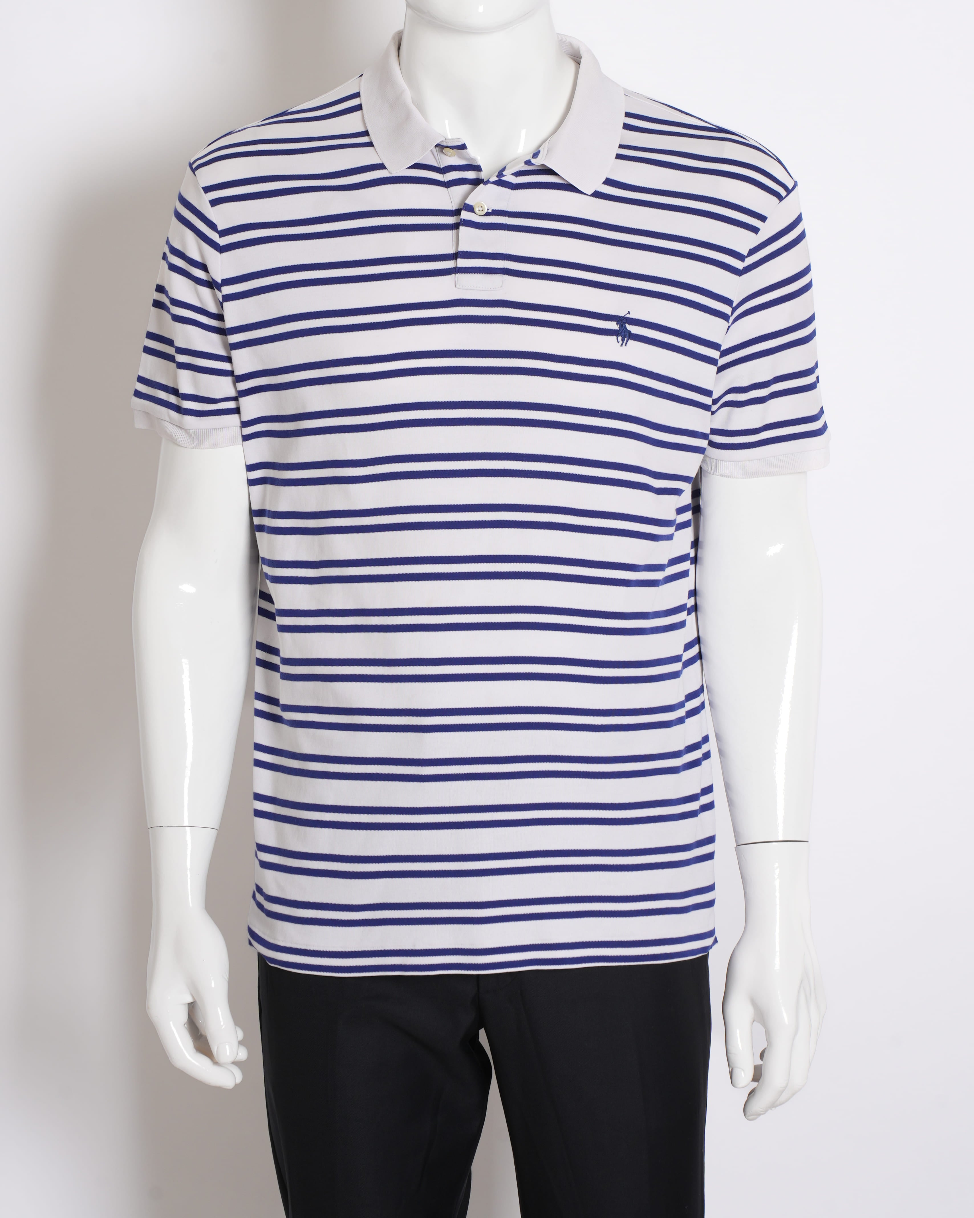 Polo by Ralph Lauren Men's T-shirt in Horizontal Blue & White Stripes