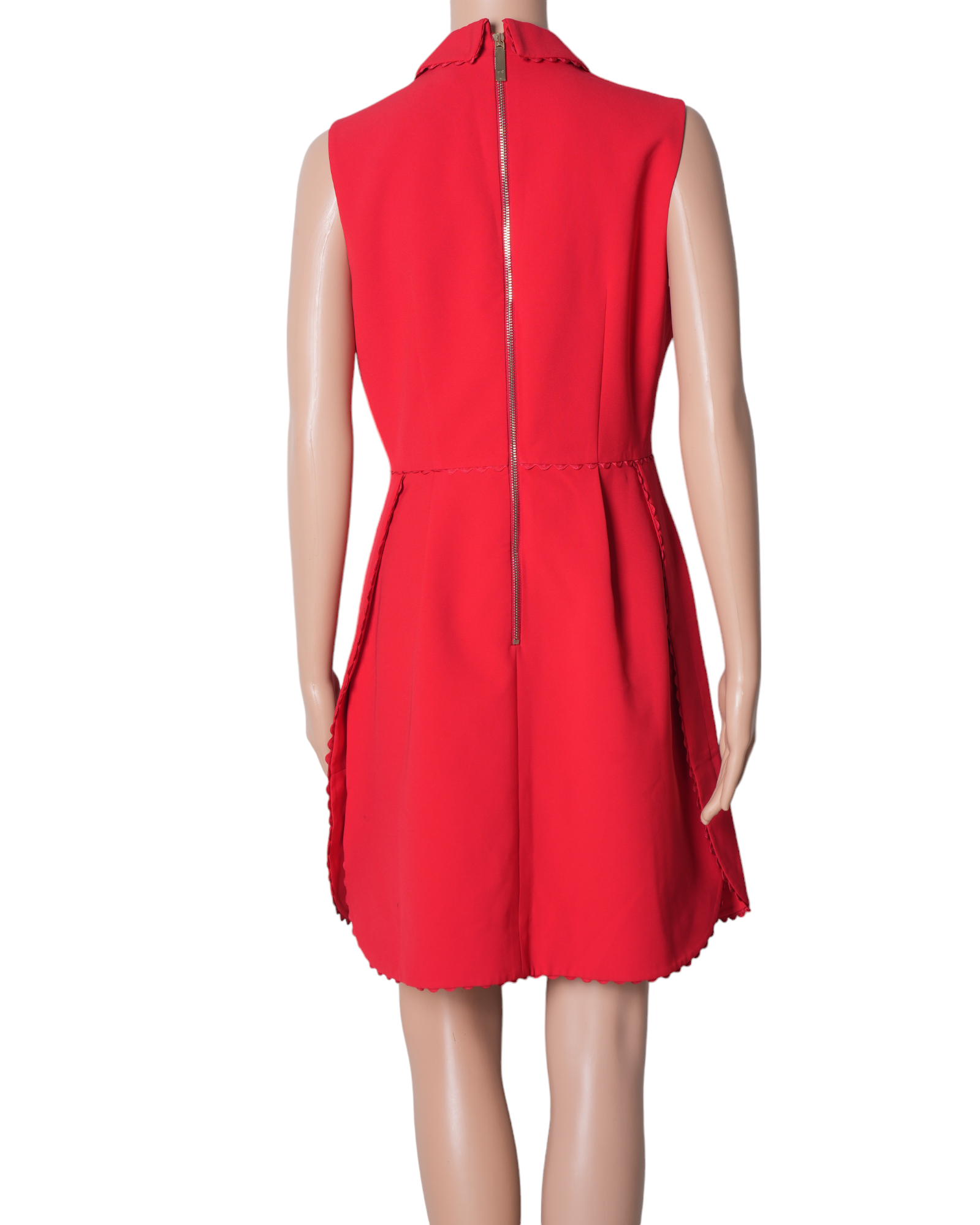 Ted Baker Red A Line Fit & Flare Collared Sleeveless Dress