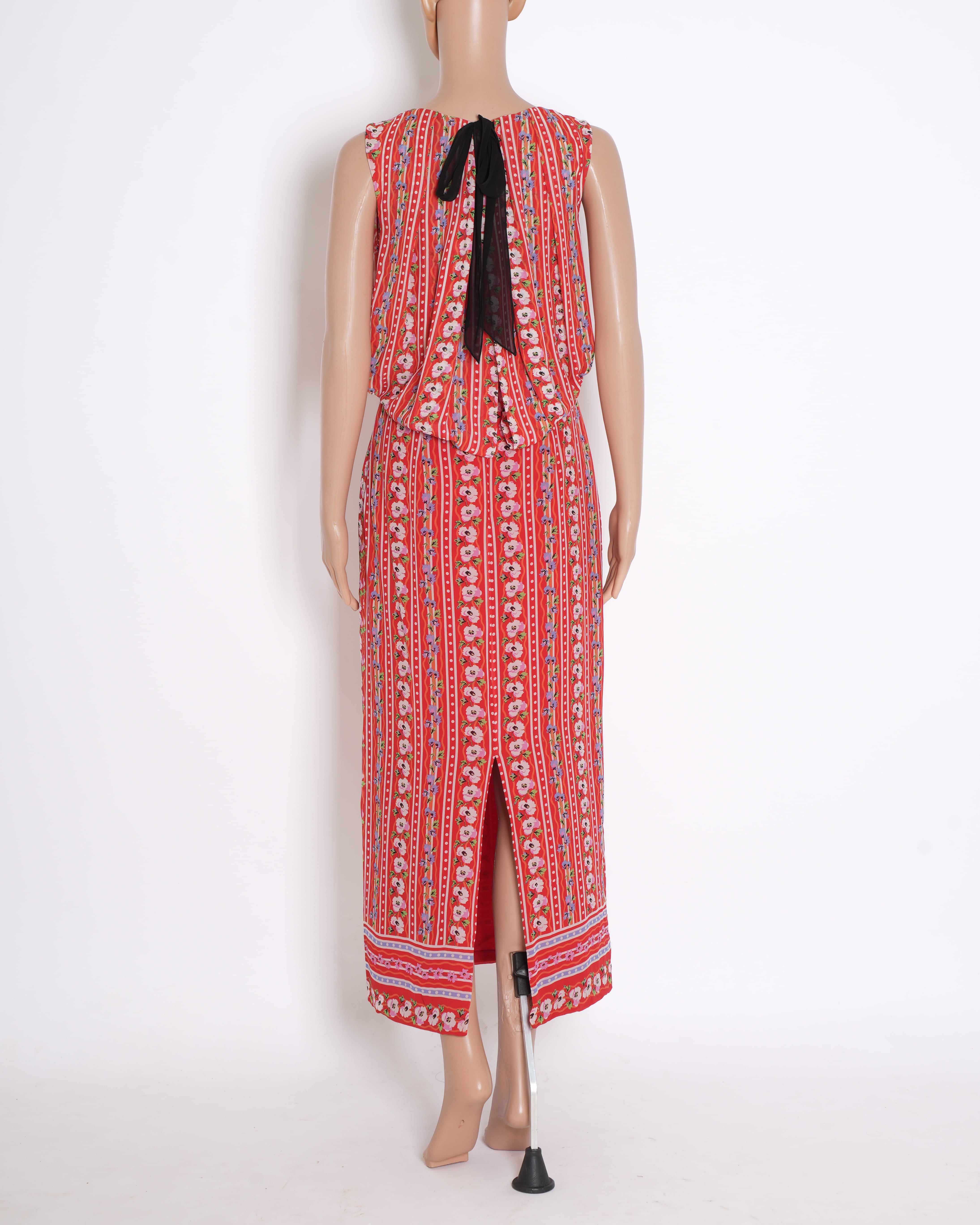 Saloni Printed Floral Caroline Dress in Shades of Red