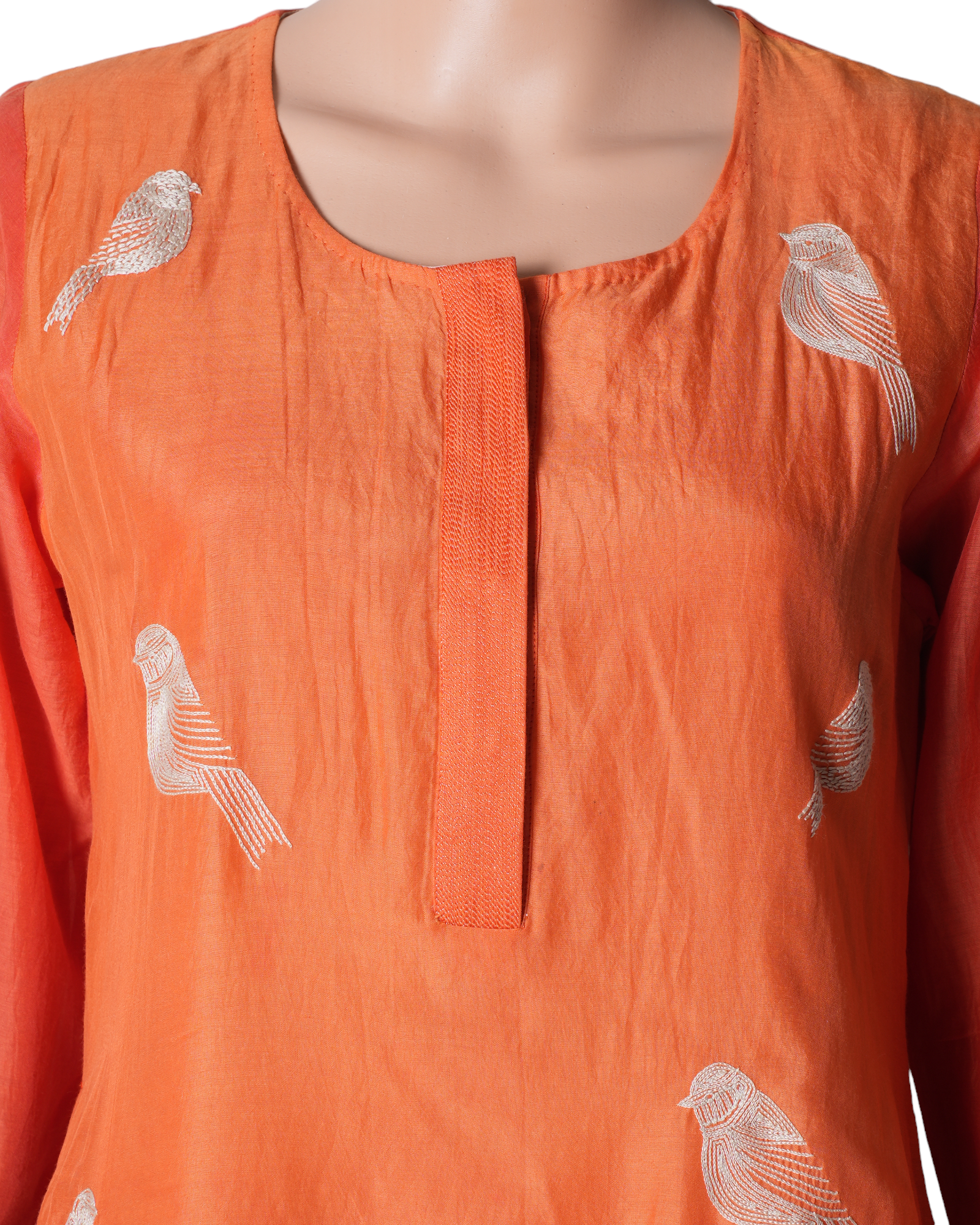 Myoho Double Layer Kurta With All Over Bird Embroidery