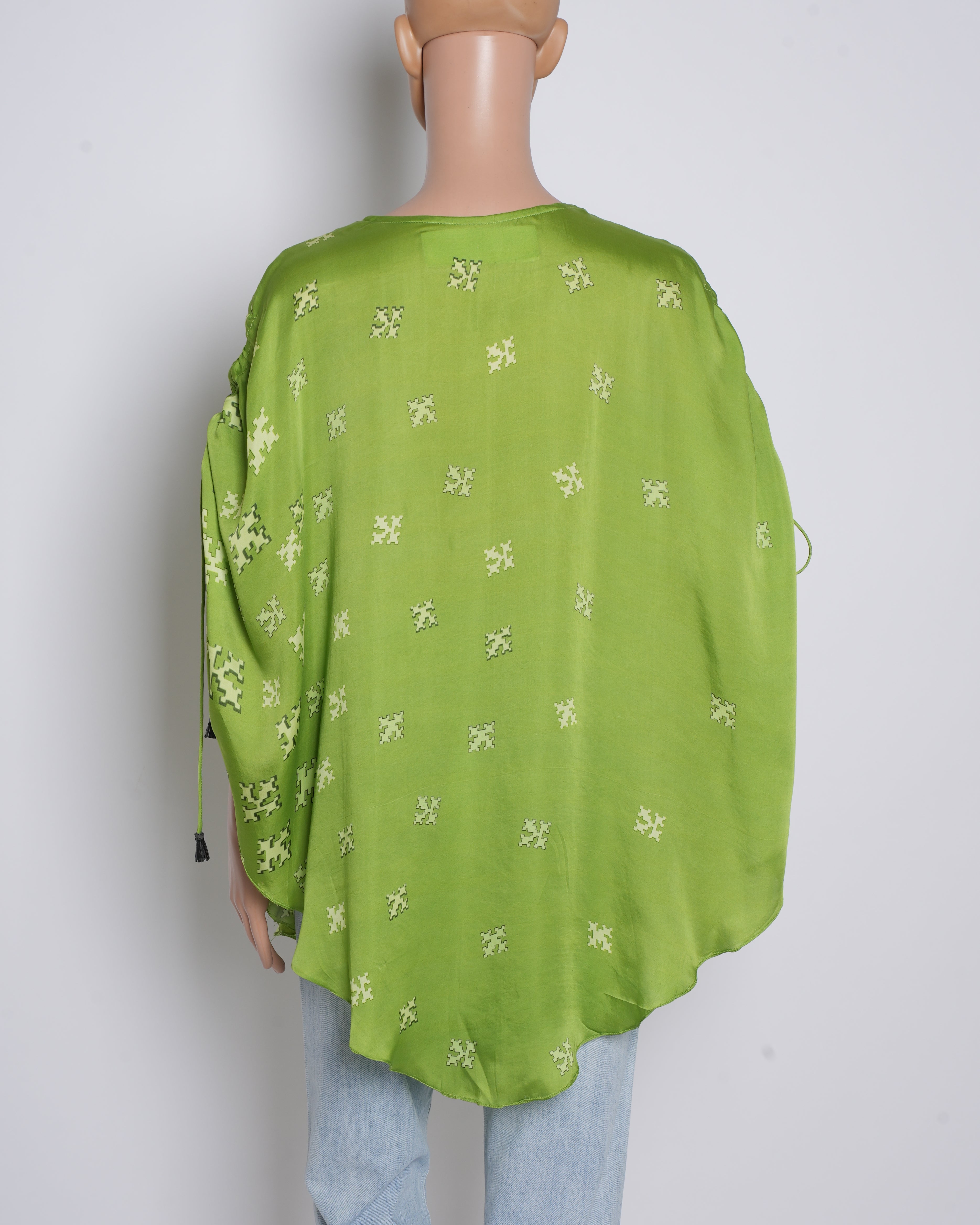 Kamaali Pret Tatsuo Kaftan In Green Bemberg Satin