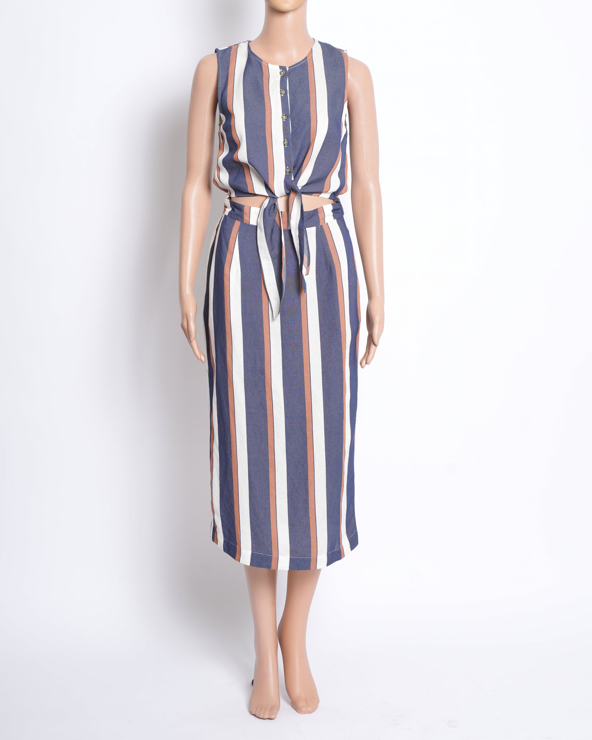Sleeveless Striped Midi Dress
