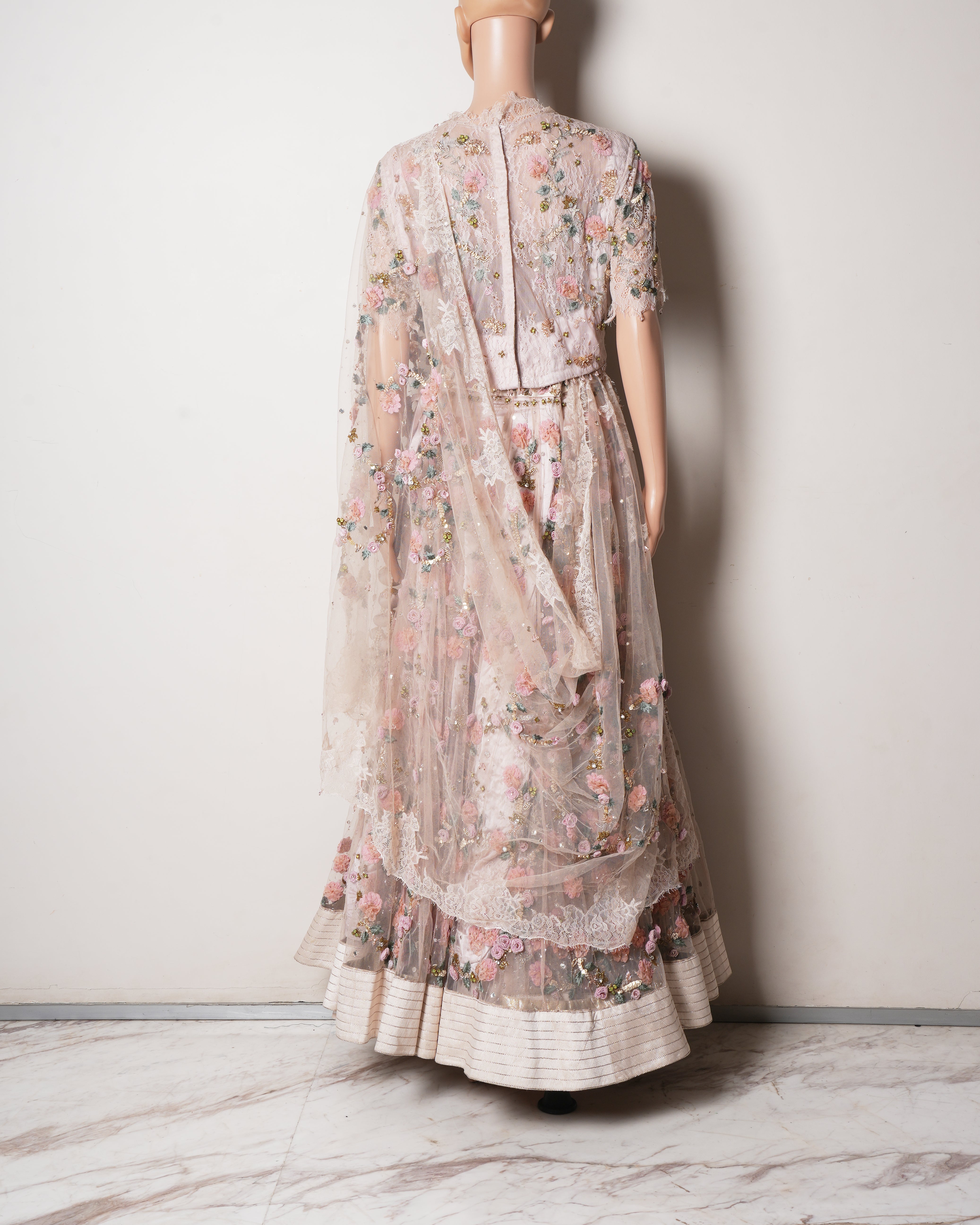 Abhishek Verma Floral Work Lehenga (Set of 3)