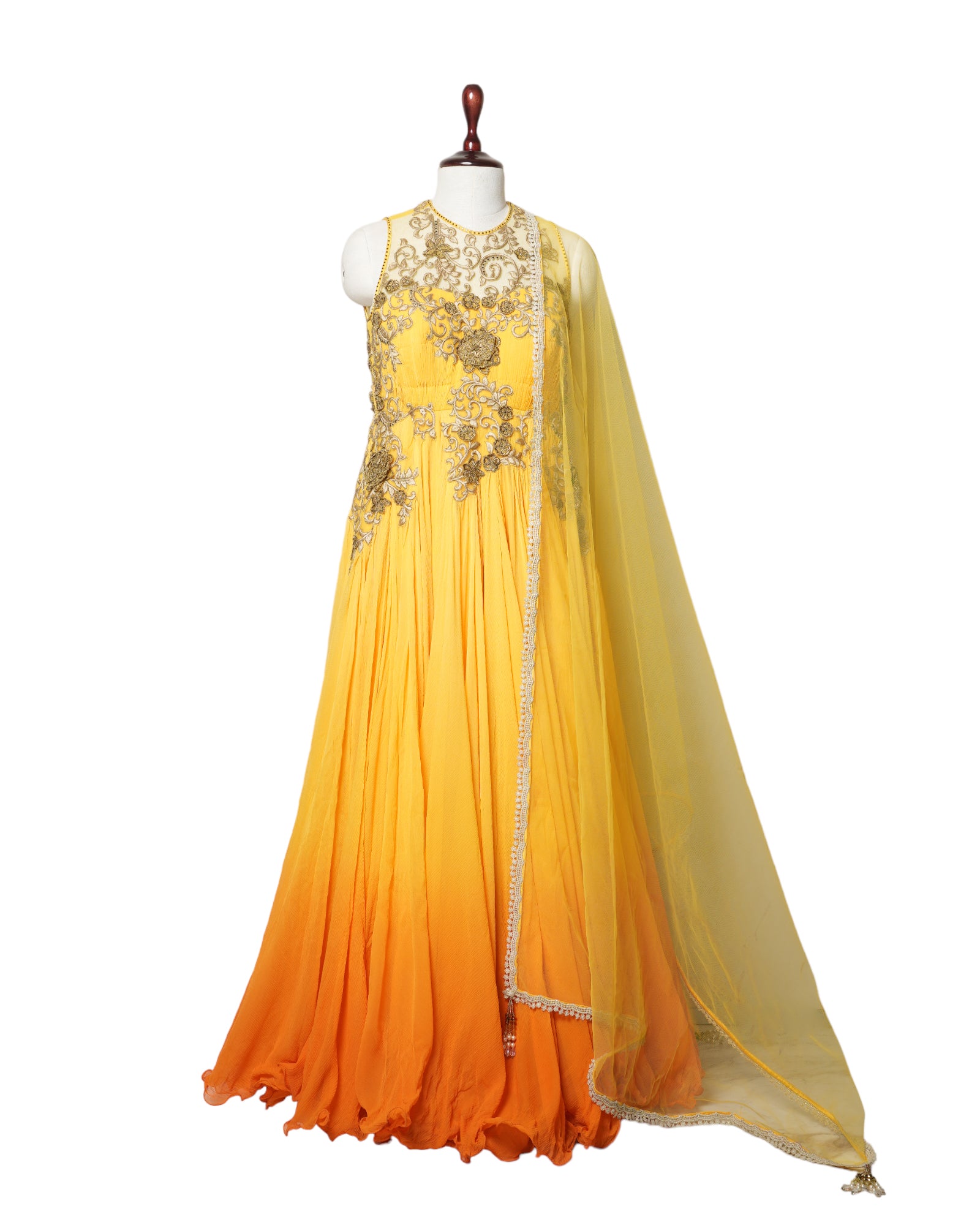 Amber Yellow Shaded Anarkali