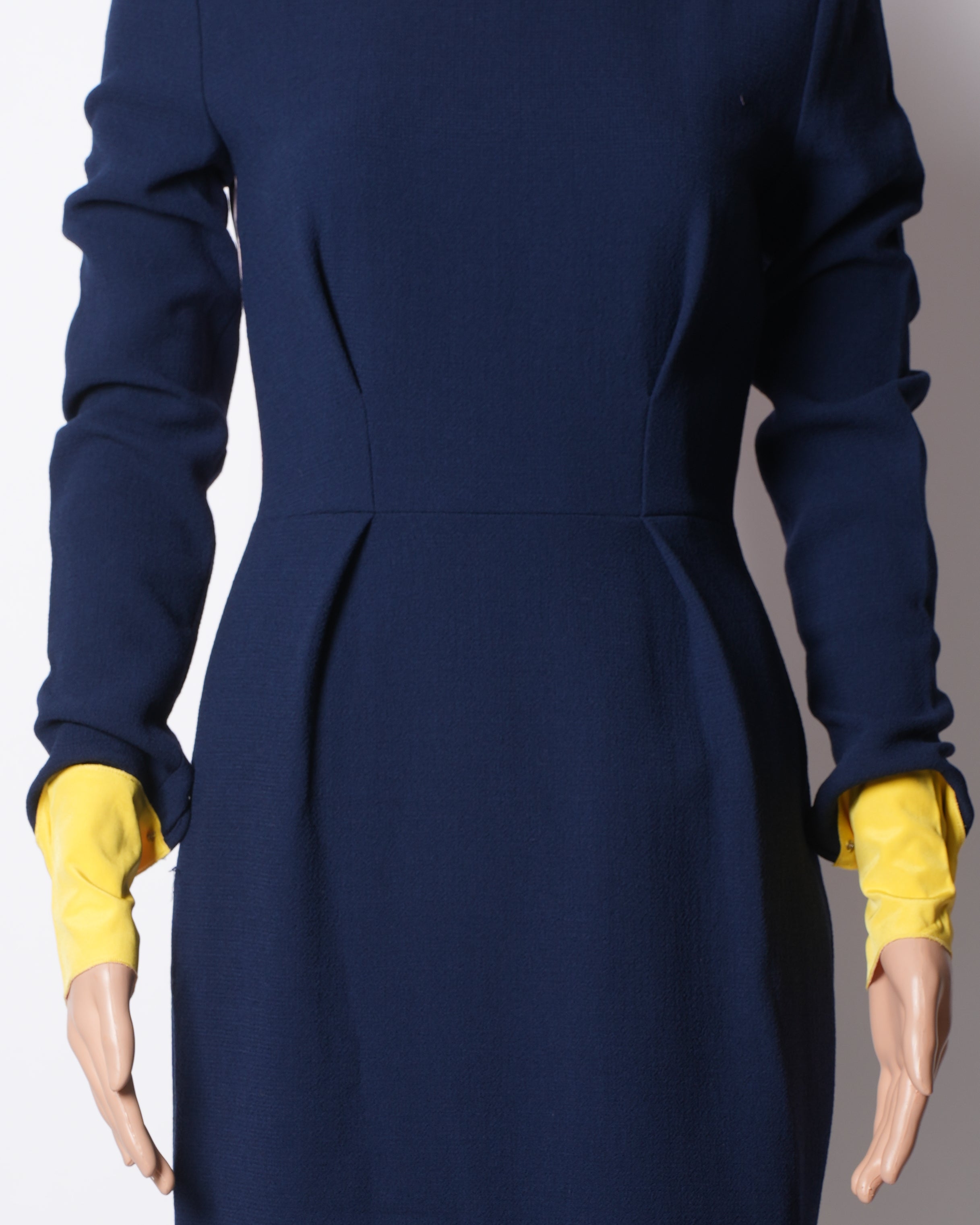 Roksanda Navy Crepe Panel Dress with Contrast Pink & Blue