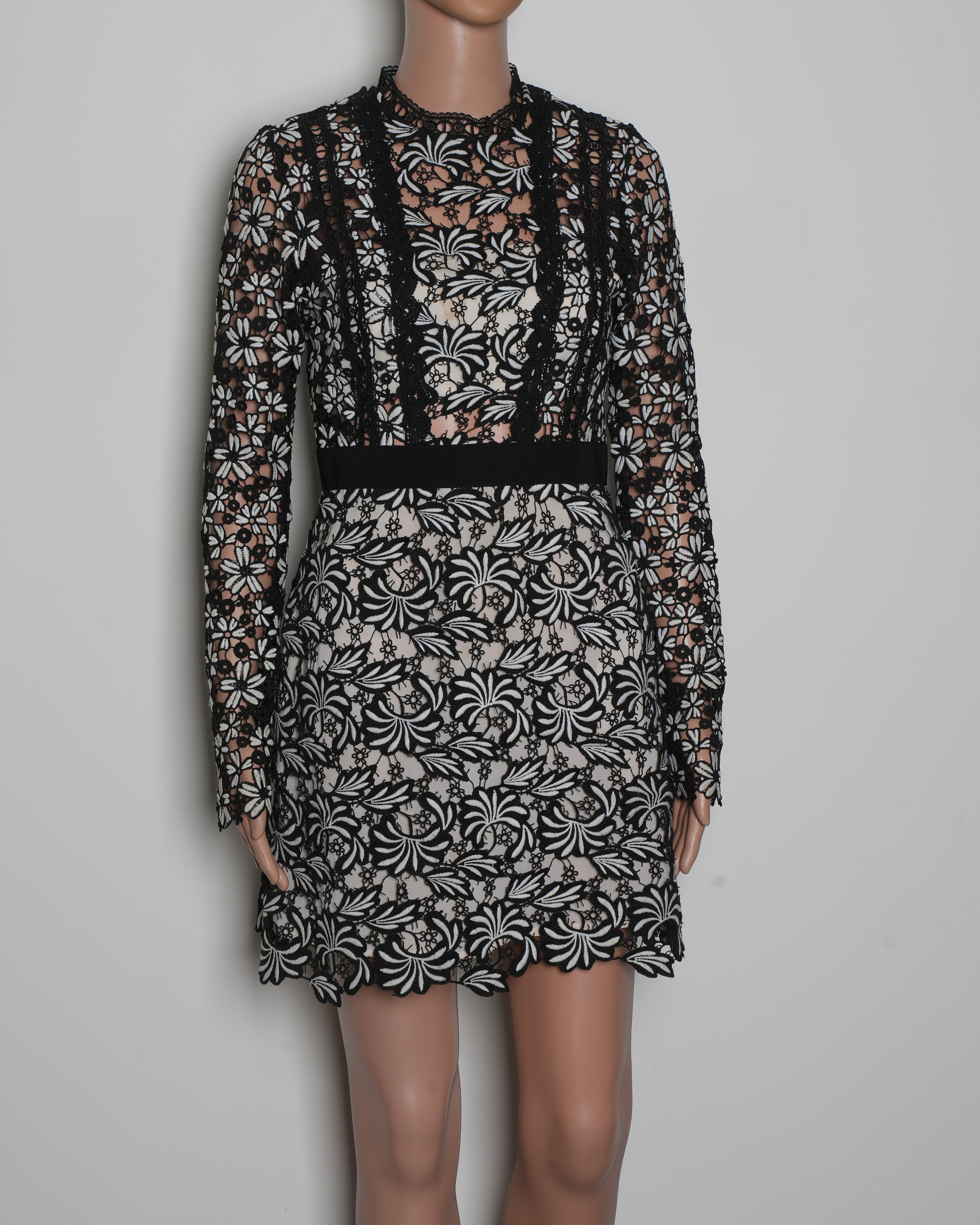 Self Portrait Lace Dress In Black & White