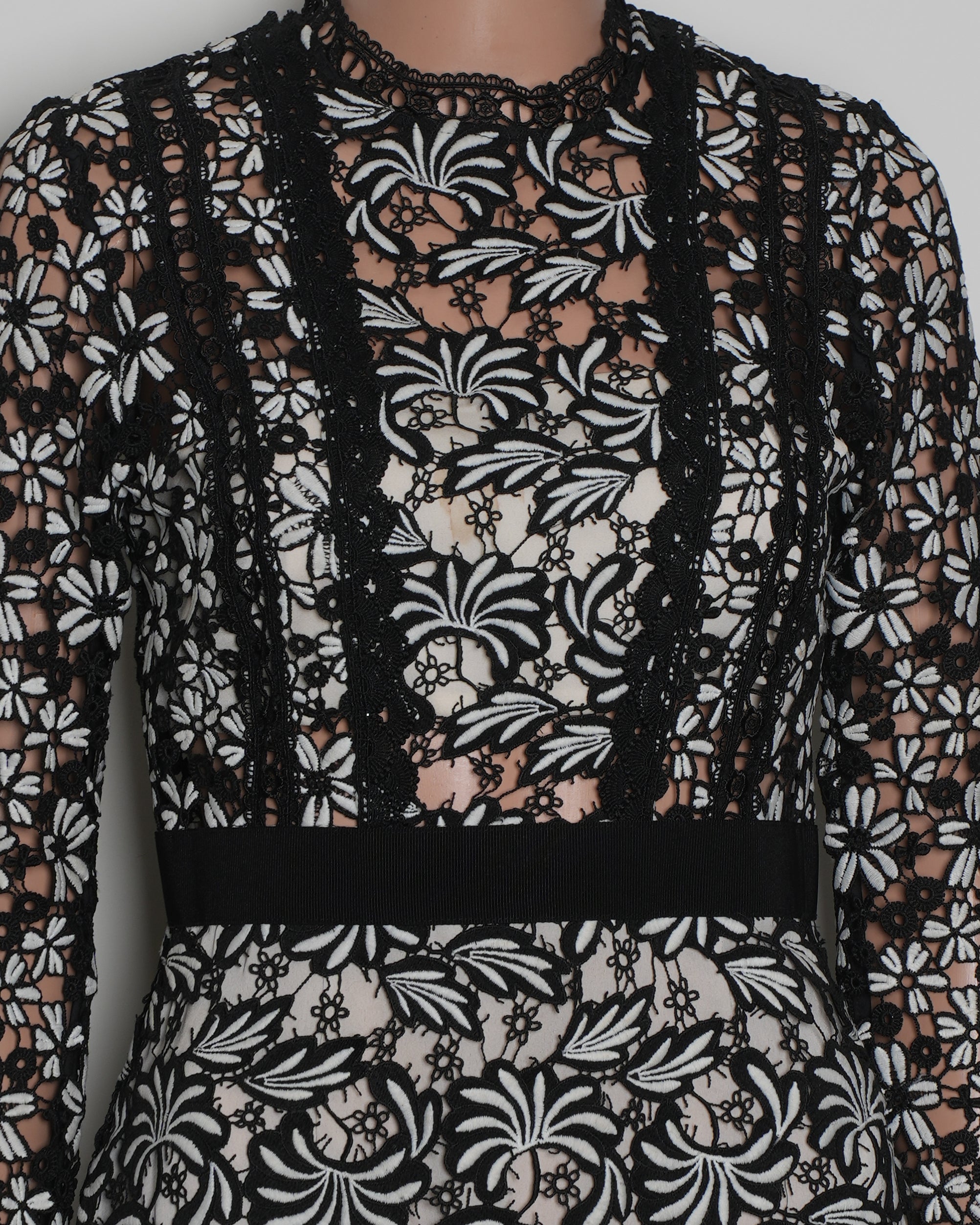 Self Portrait Lace Dress In Black & White