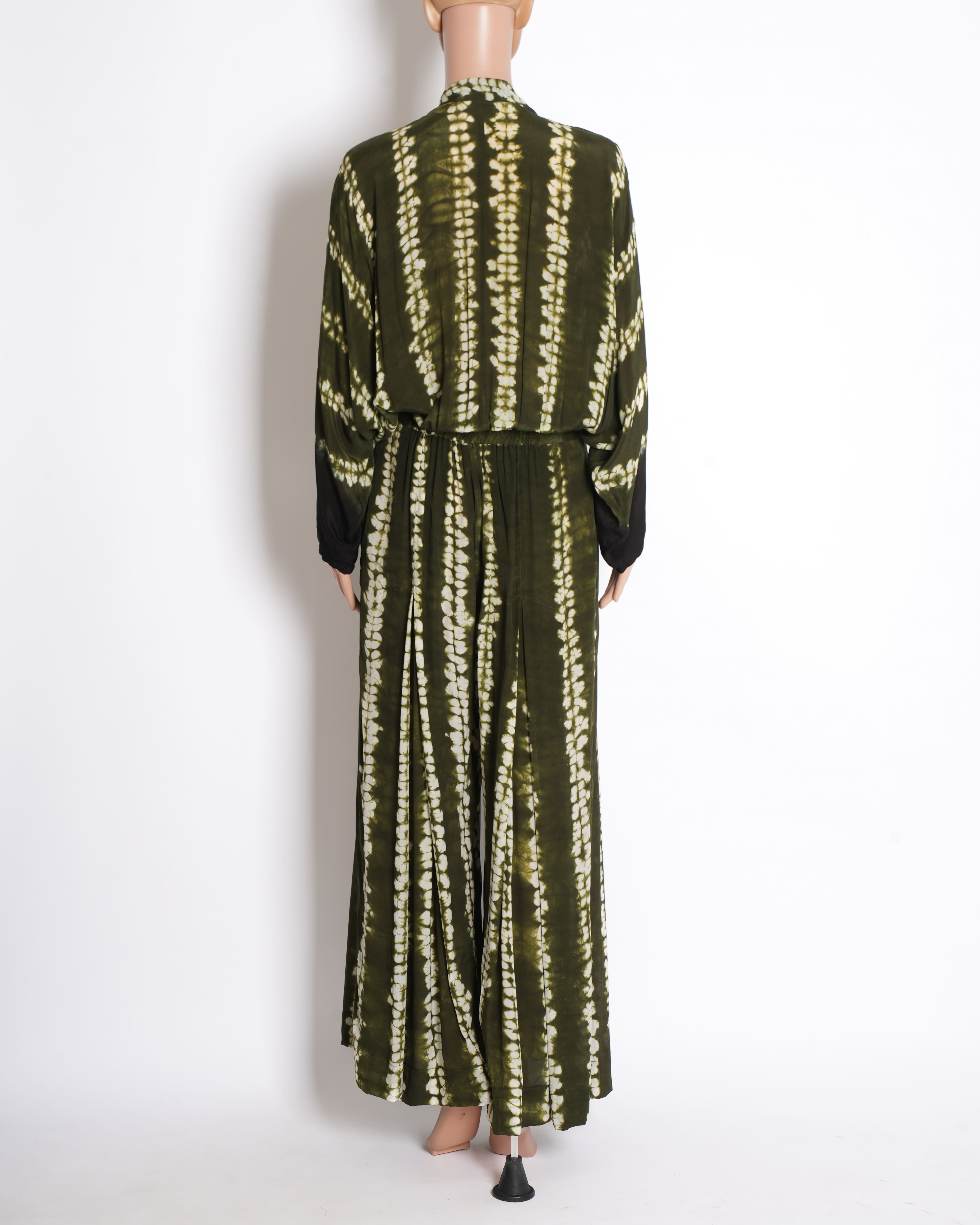 Nupur Kanoi Olive Green Tie-Dye Printed Draped Jumpsuit